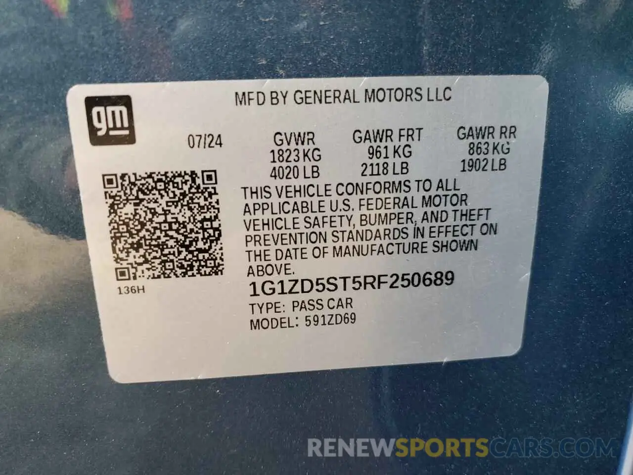 12 Photograph of a damaged car 1G1ZD5ST5RF250689 CHEVROLET MALIBU 2024