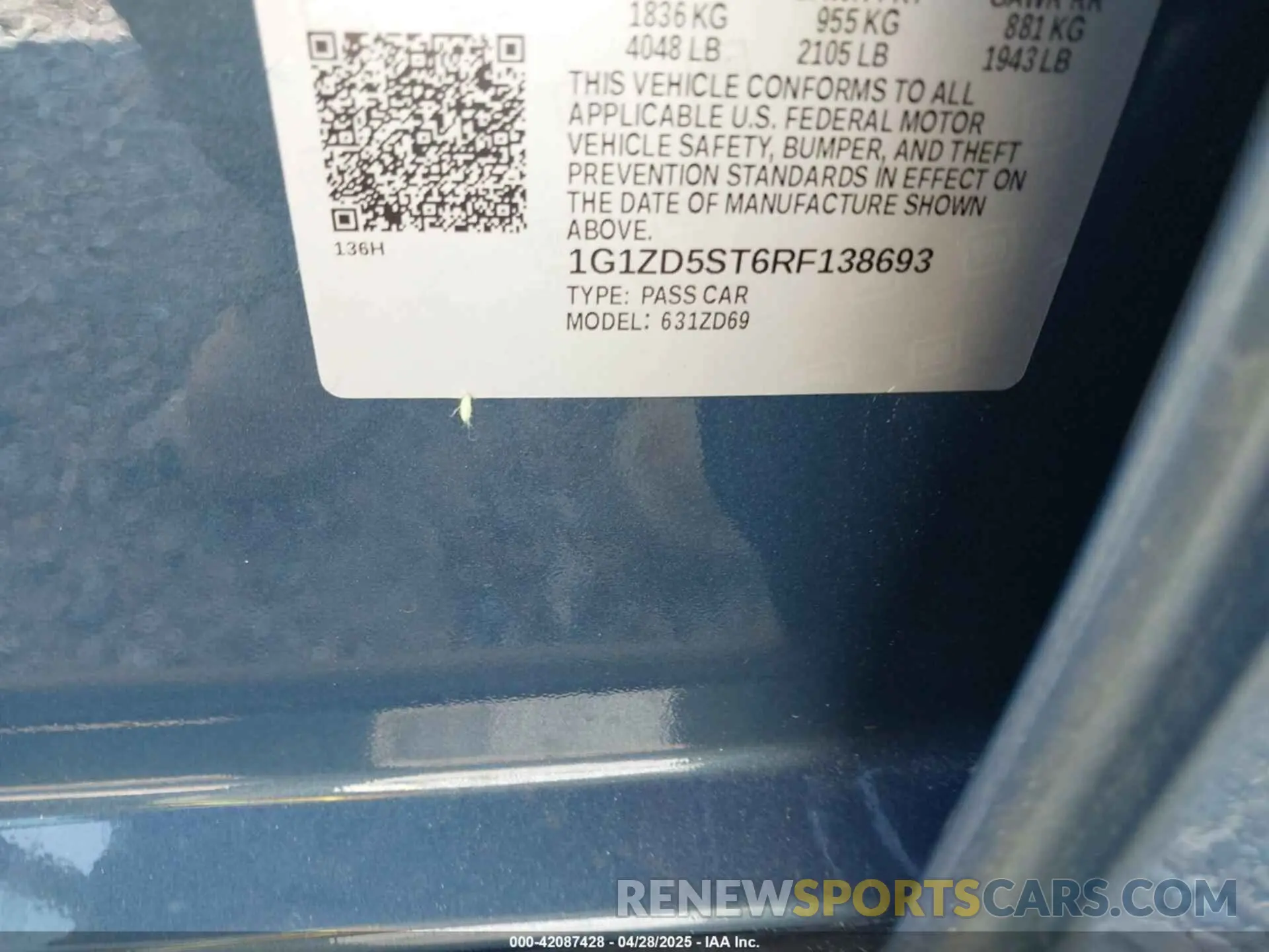 9 Photograph of a damaged car 1G1ZD5ST6RF138693 CHEVROLET MALIBU 2024