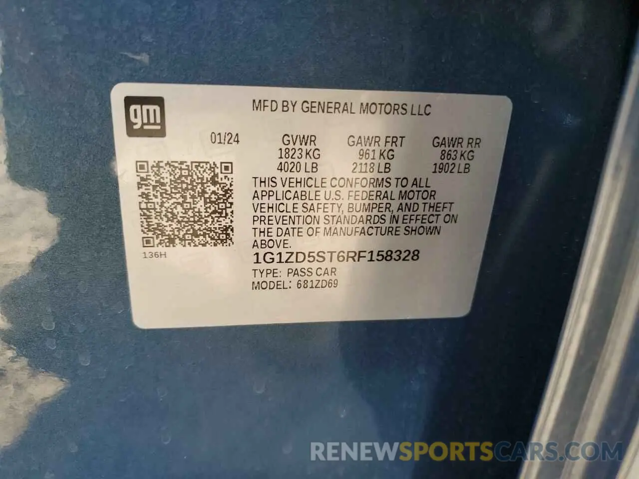 12 Photograph of a damaged car 1G1ZD5ST6RF158328 CHEVROLET MALIBU 2024