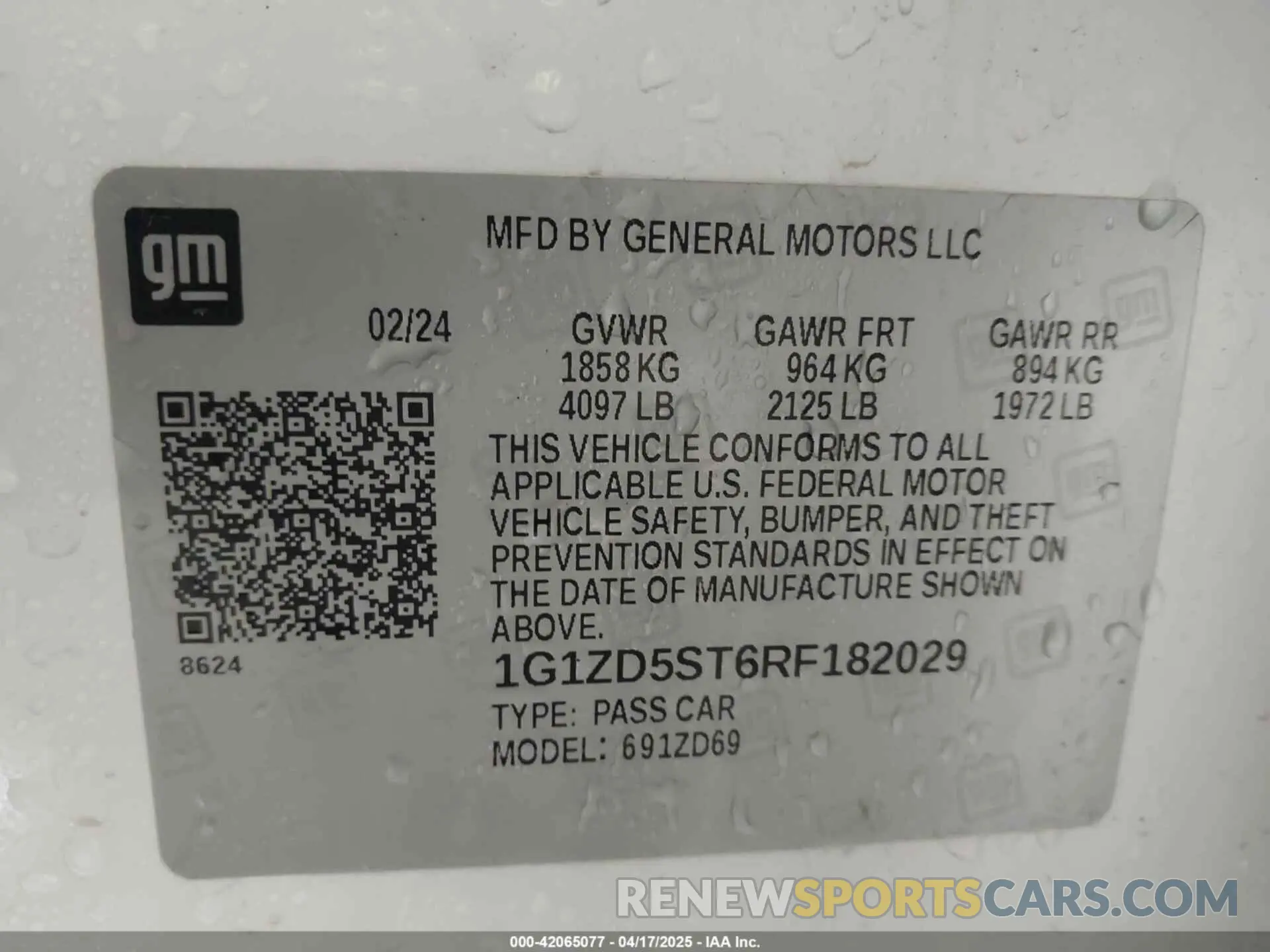 9 Photograph of a damaged car 1G1ZD5ST6RF182029 CHEVROLET MALIBU 2024