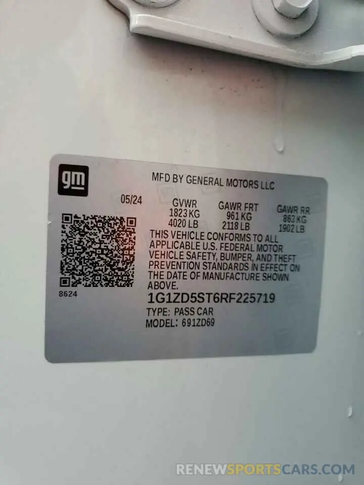 12 Photograph of a damaged car 1G1ZD5ST6RF225719 CHEVROLET MALIBU 2024