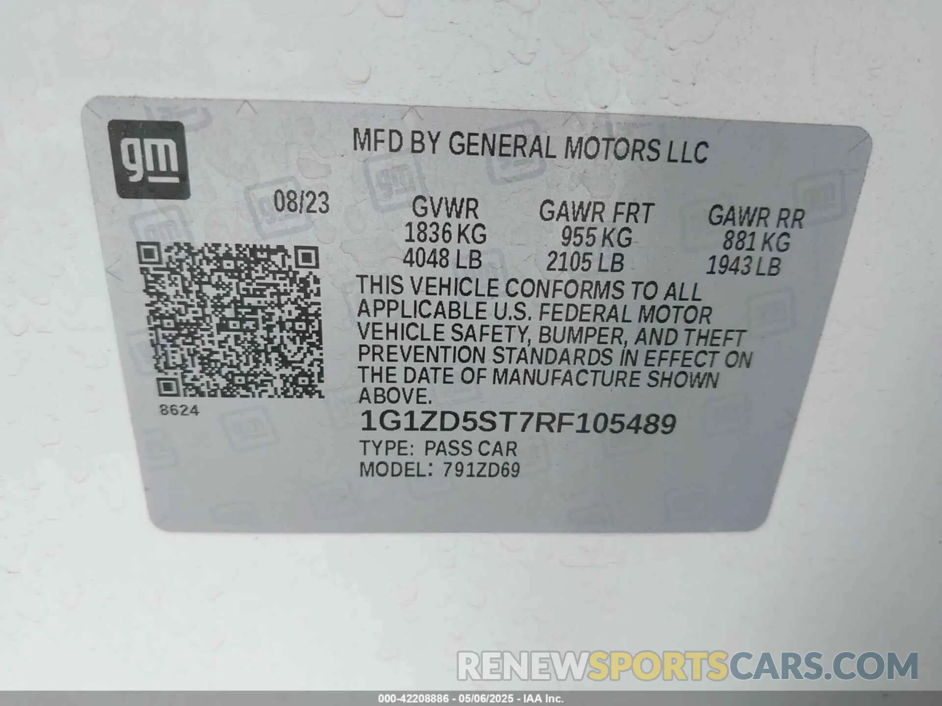 9 Photograph of a damaged car 1G1ZD5ST7RF105489 CHEVROLET MALIBU 2024