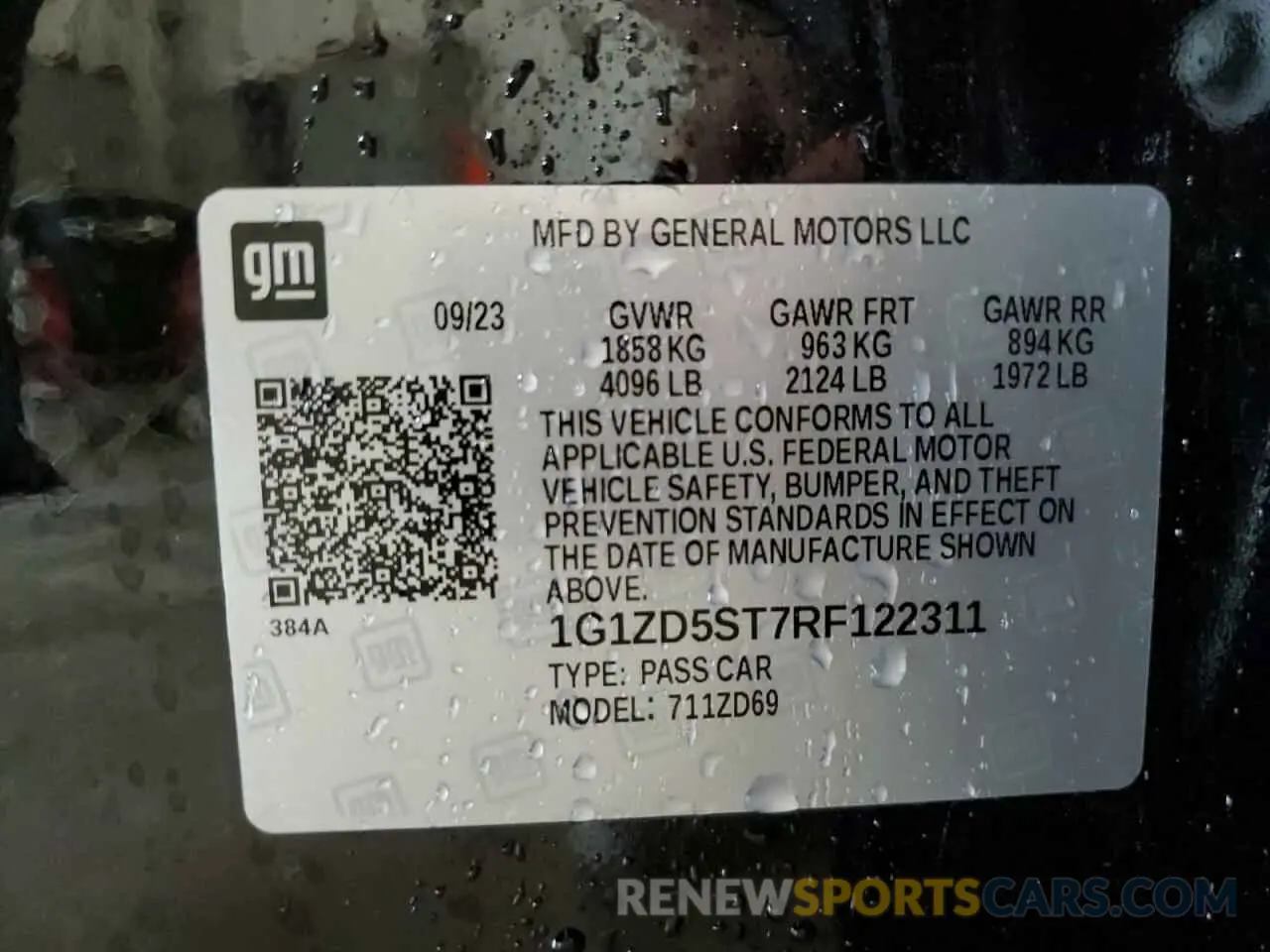 12 Photograph of a damaged car 1G1ZD5ST7RF122311 CHEVROLET MALIBU 2024