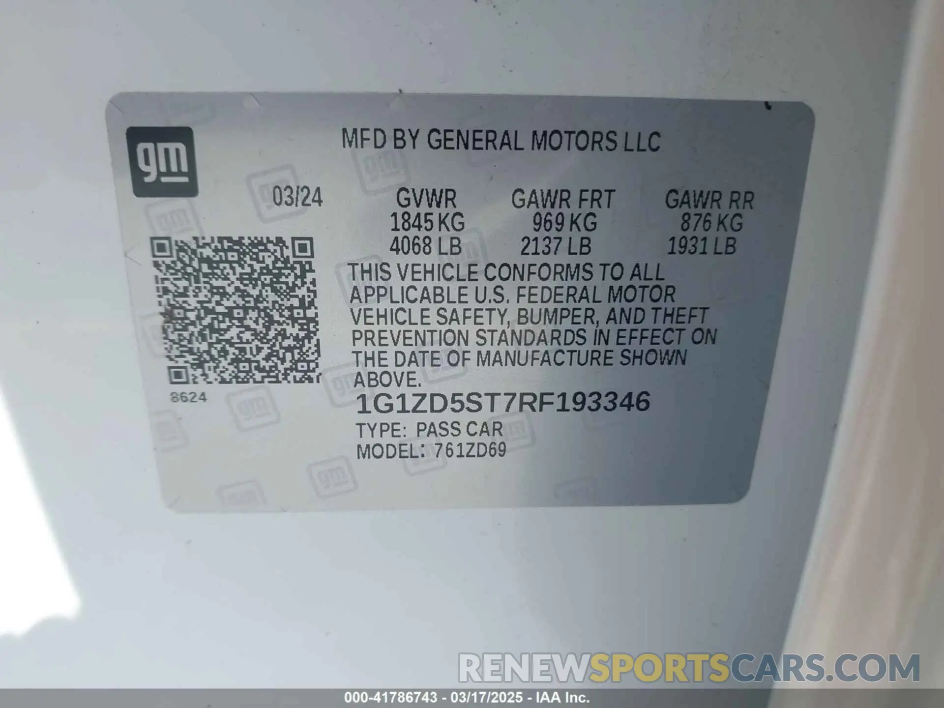 9 Photograph of a damaged car 1G1ZD5ST7RF193346 CHEVROLET MALIBU 2024