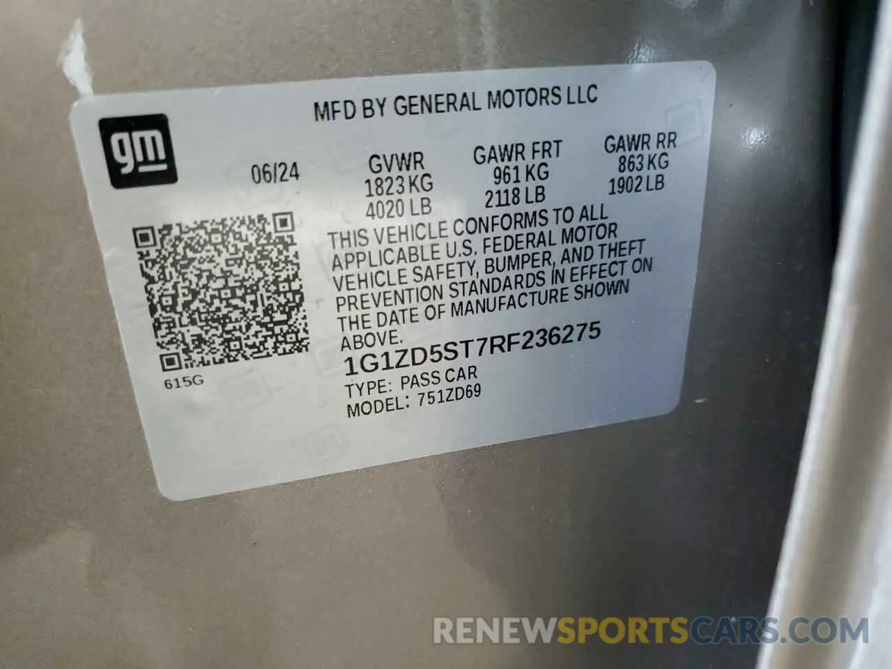 12 Photograph of a damaged car 1G1ZD5ST7RF236275 CHEVROLET MALIBU 2024