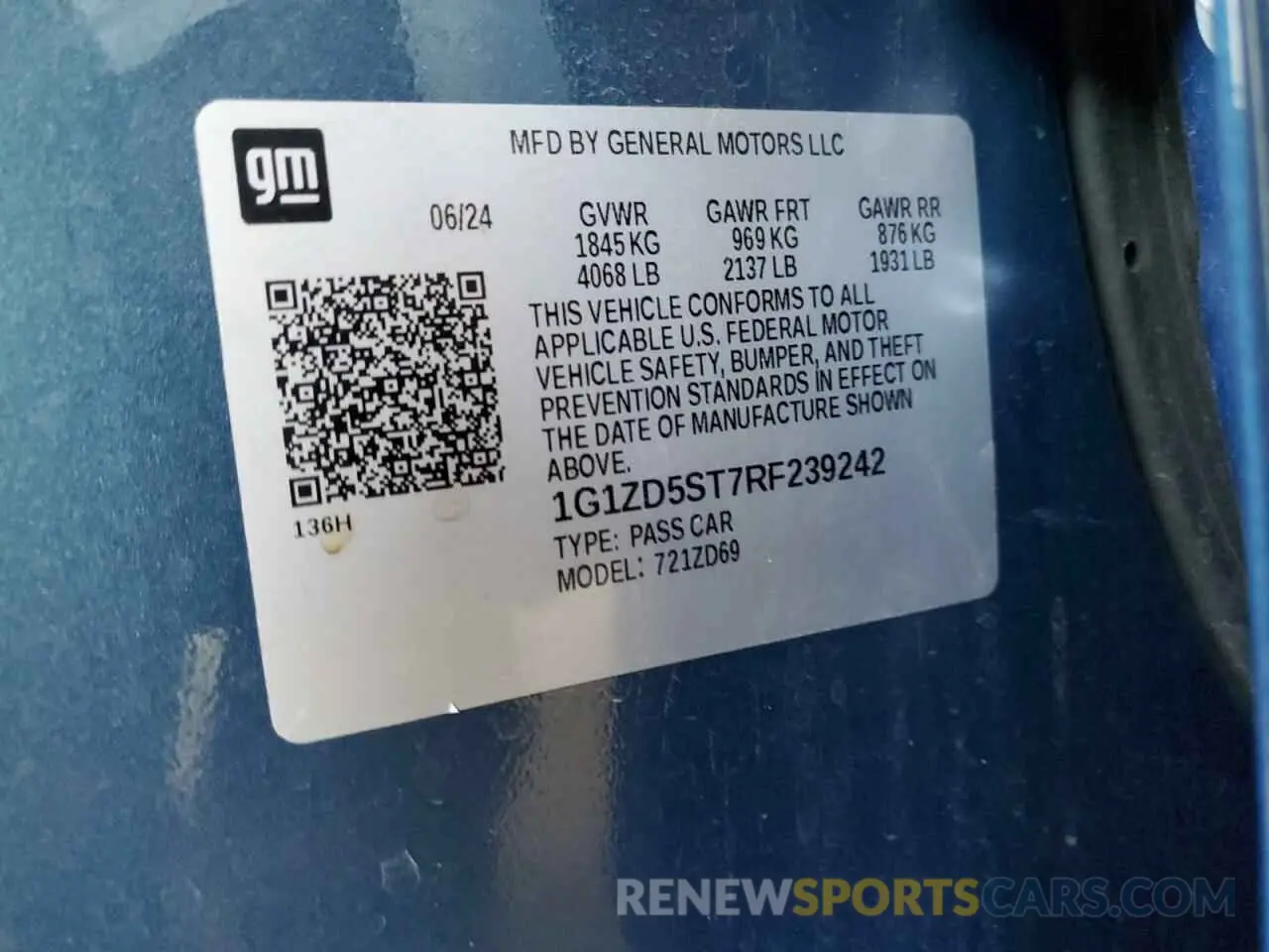 13 Photograph of a damaged car 1G1ZD5ST7RF239242 CHEVROLET MALIBU 2024