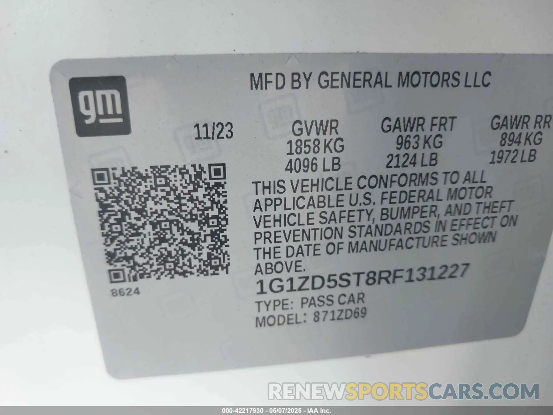 9 Photograph of a damaged car 1G1ZD5ST8RF131227 CHEVROLET MALIBU 2024