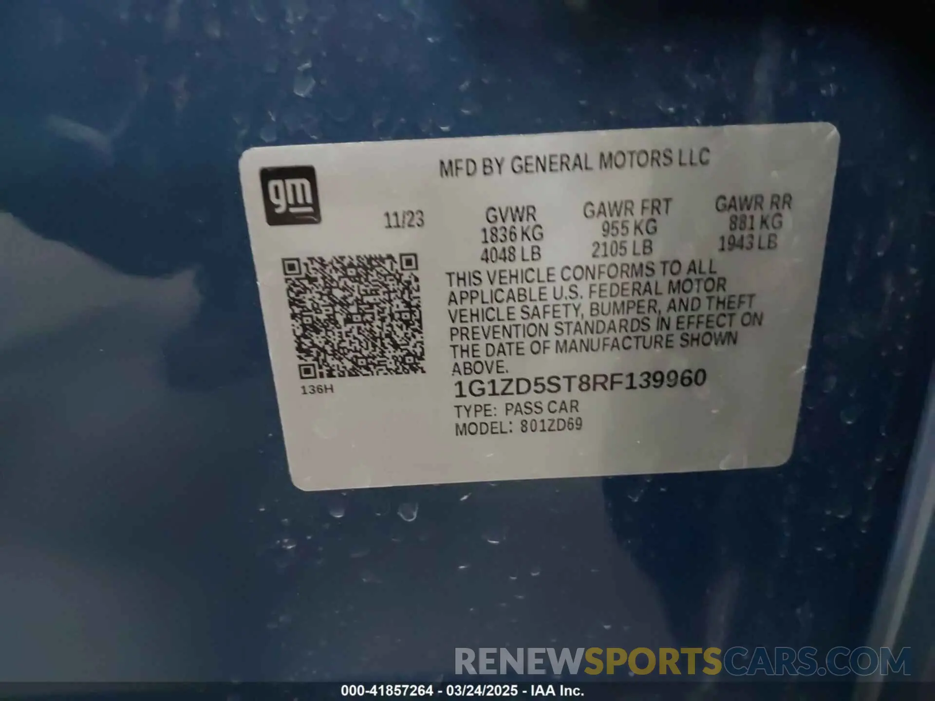 9 Photograph of a damaged car 1G1ZD5ST8RF139960 CHEVROLET MALIBU 2024