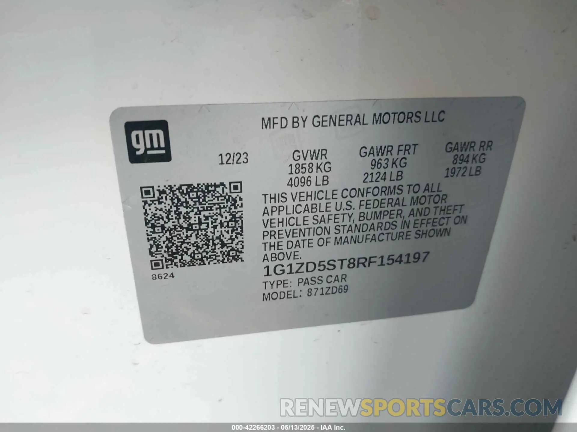 9 Photograph of a damaged car 1G1ZD5ST8RF154197 CHEVROLET MALIBU 2024