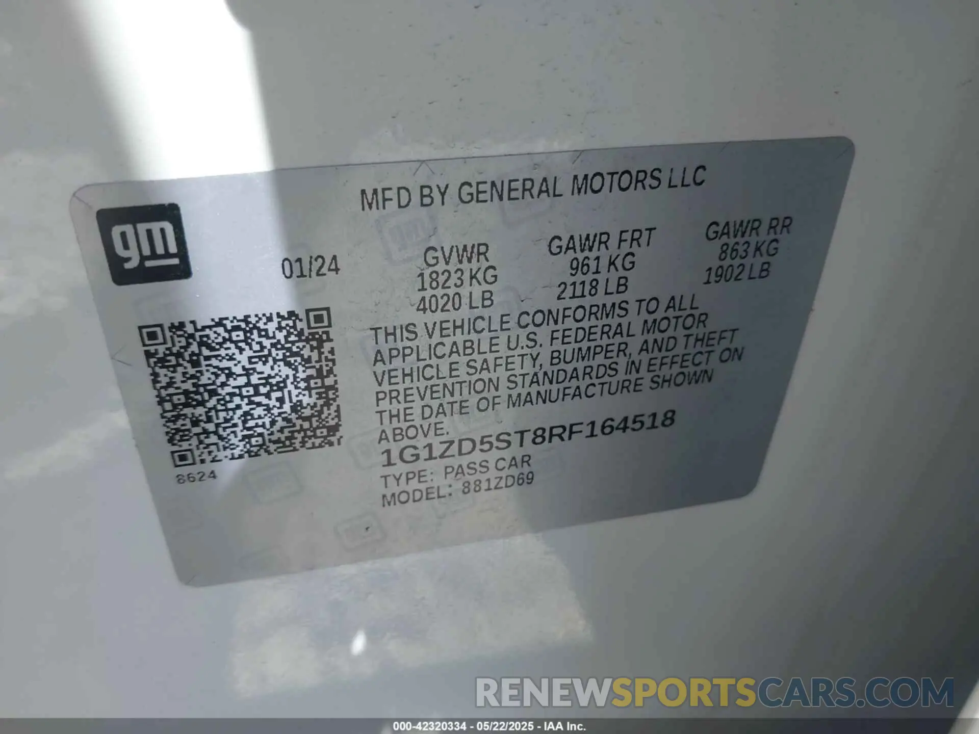 9 Photograph of a damaged car 1G1ZD5ST8RF164518 CHEVROLET MALIBU 2024
