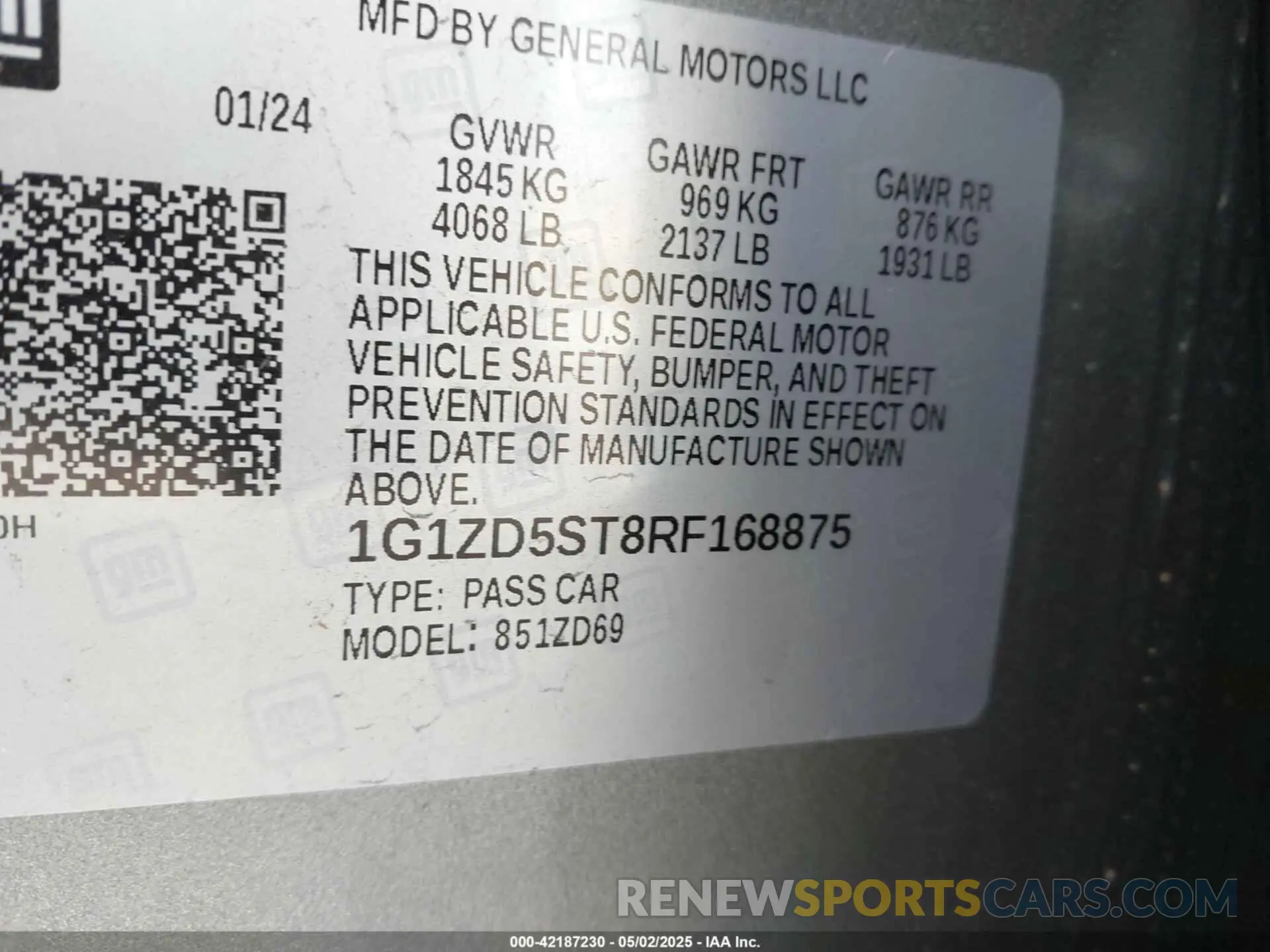 9 Photograph of a damaged car 1G1ZD5ST8RF168875 CHEVROLET MALIBU 2024