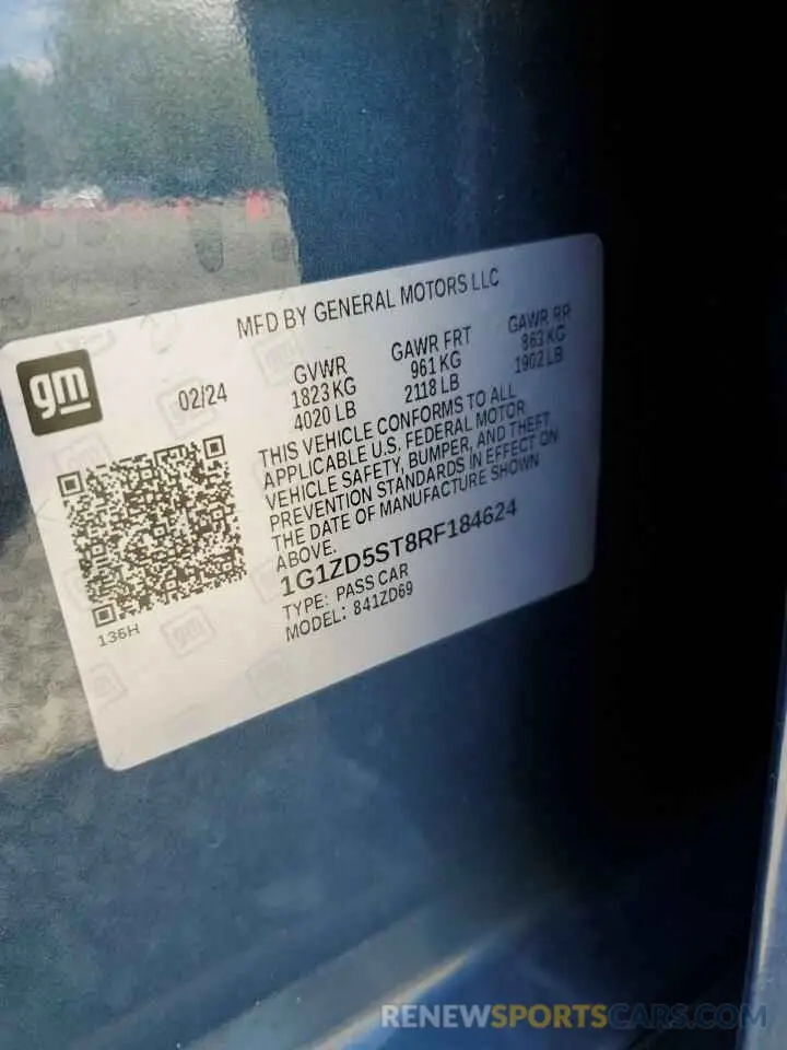 13 Photograph of a damaged car 1G1ZD5ST8RF184624 CHEVROLET MALIBU 2024