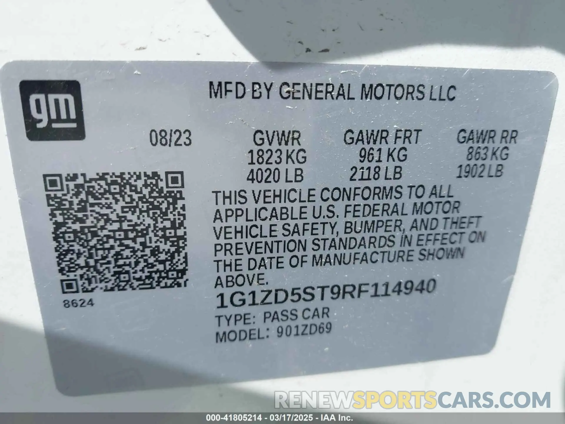 9 Photograph of a damaged car 1G1ZD5ST9RF114940 CHEVROLET MALIBU 2024
