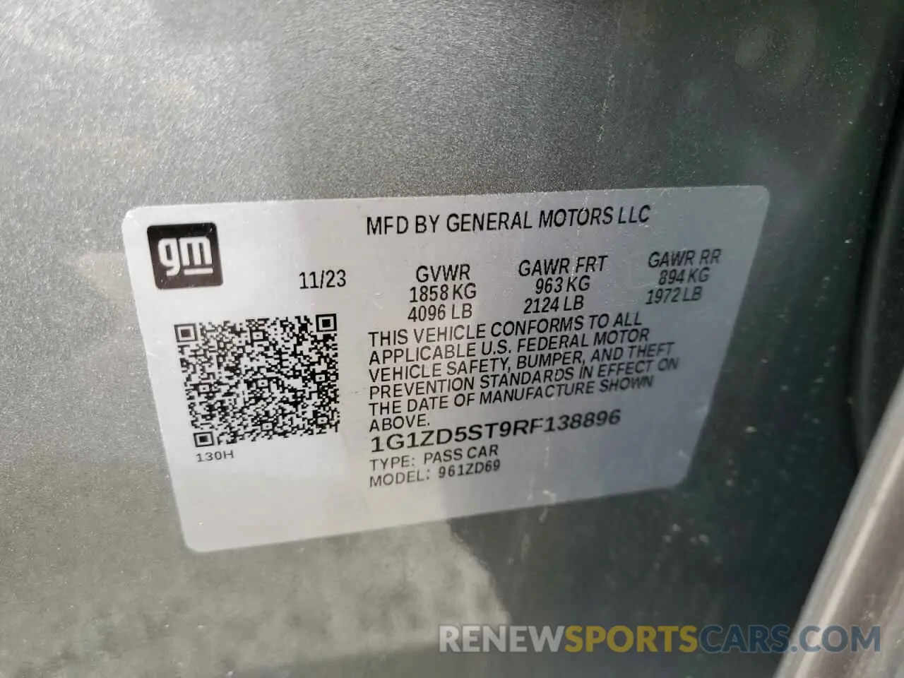 12 Photograph of a damaged car 1G1ZD5ST9RF138896 CHEVROLET MALIBU 2024