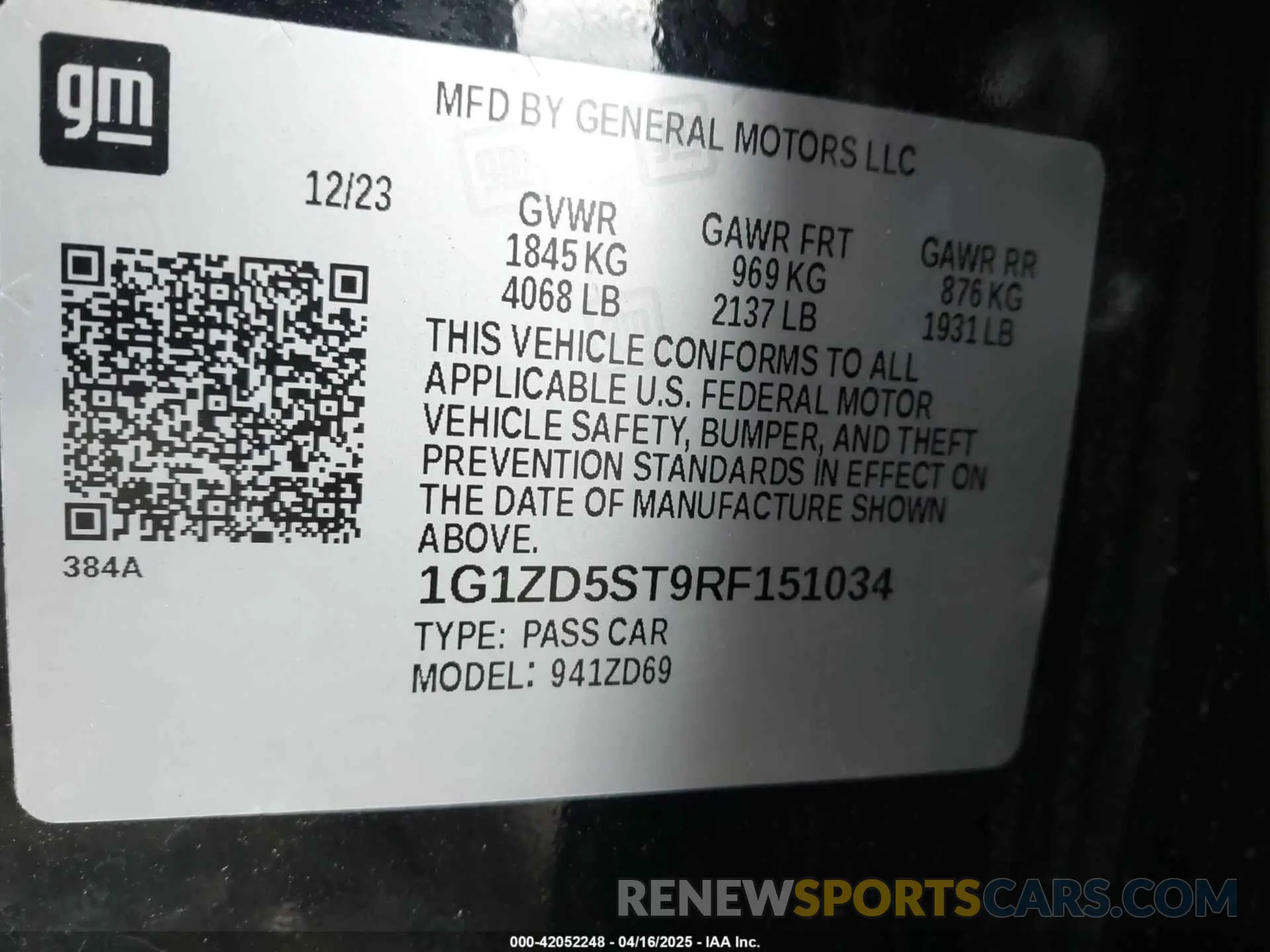 9 Photograph of a damaged car 1G1ZD5ST9RF151034 CHEVROLET MALIBU 2024