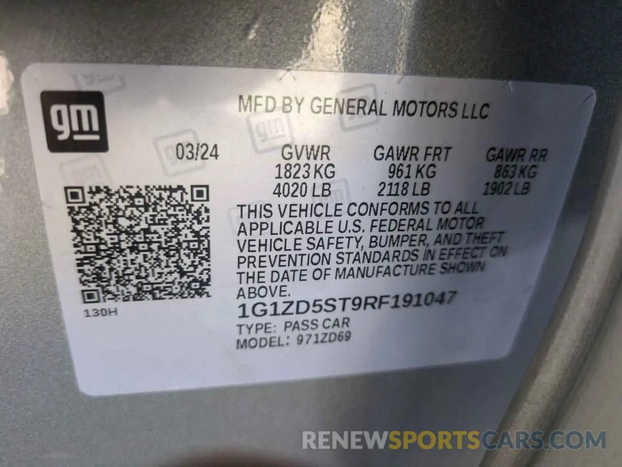 13 Photograph of a damaged car 1G1ZD5ST9RF191047 CHEVROLET MALIBU 2024