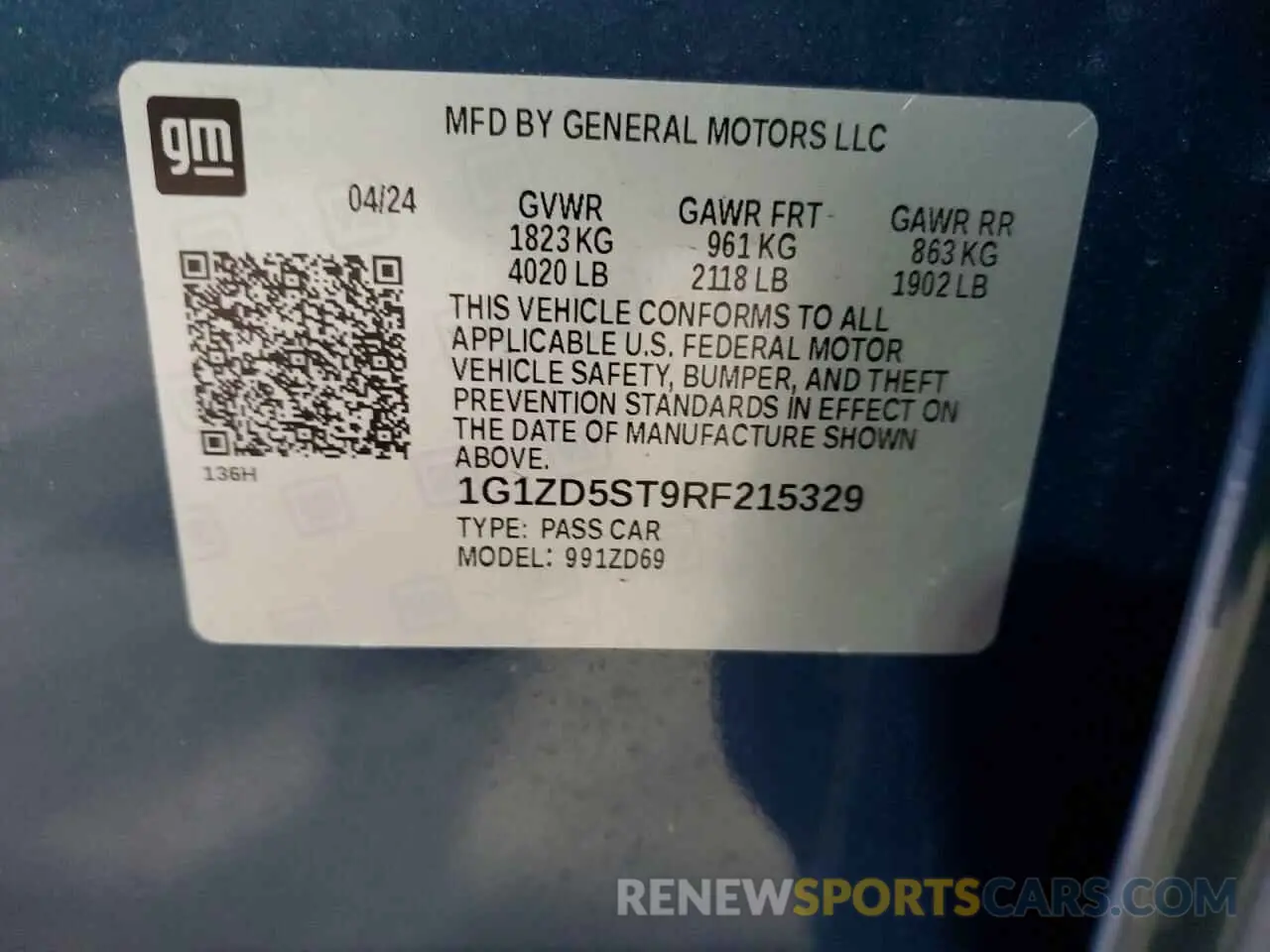 12 Photograph of a damaged car 1G1ZD5ST9RF215329 CHEVROLET MALIBU 2024