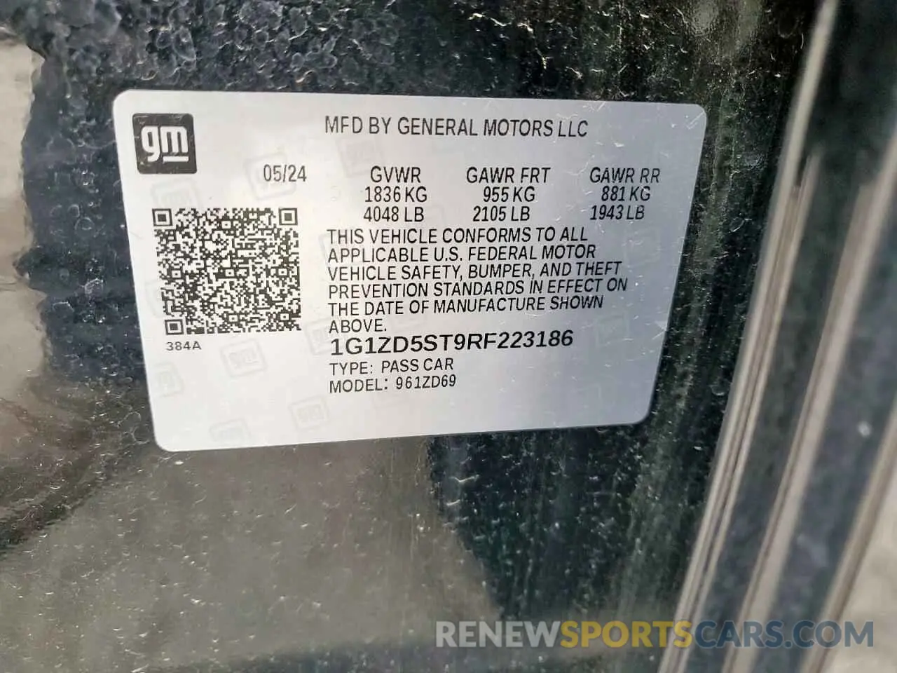 12 Photograph of a damaged car 1G1ZD5ST9RF223186 CHEVROLET MALIBU 2024