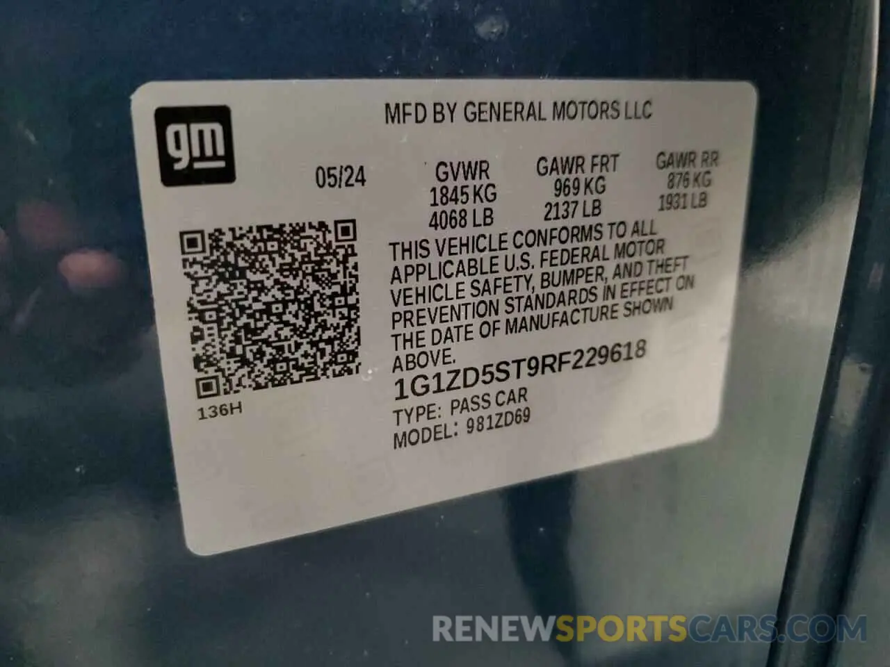 13 Photograph of a damaged car 1G1ZD5ST9RF229618 CHEVROLET MALIBU 2024