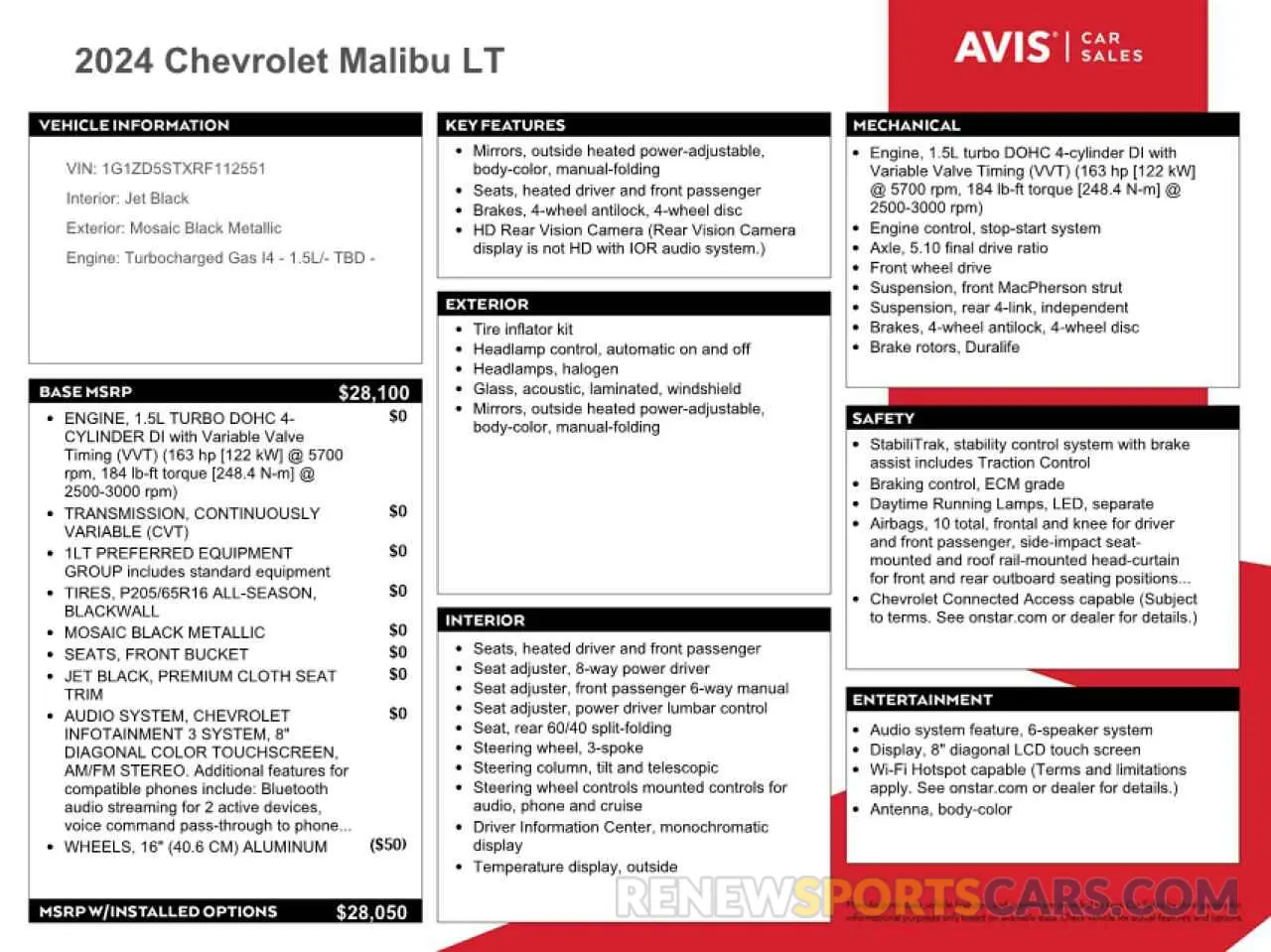 12 Photograph of a damaged car 1G1ZD5STXRF112551 CHEVROLET MALIBU 2024
