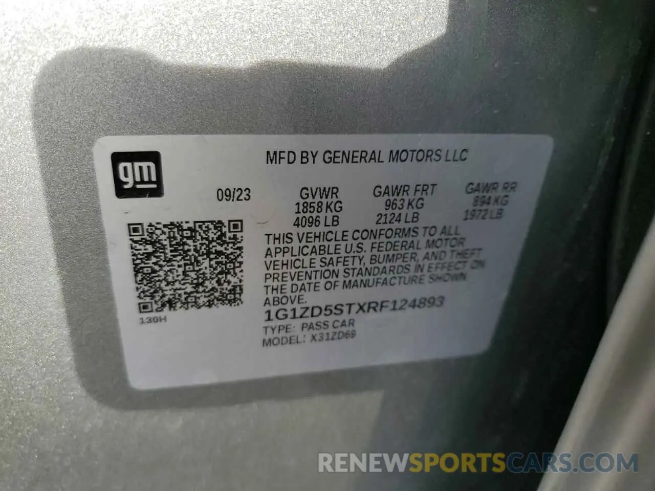 13 Photograph of a damaged car 1G1ZD5STXRF124893 CHEVROLET MALIBU 2024