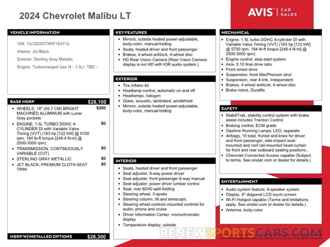 12 Photograph of a damaged car 1G1ZD5STXRF163712 CHEVROLET MALIBU 2024