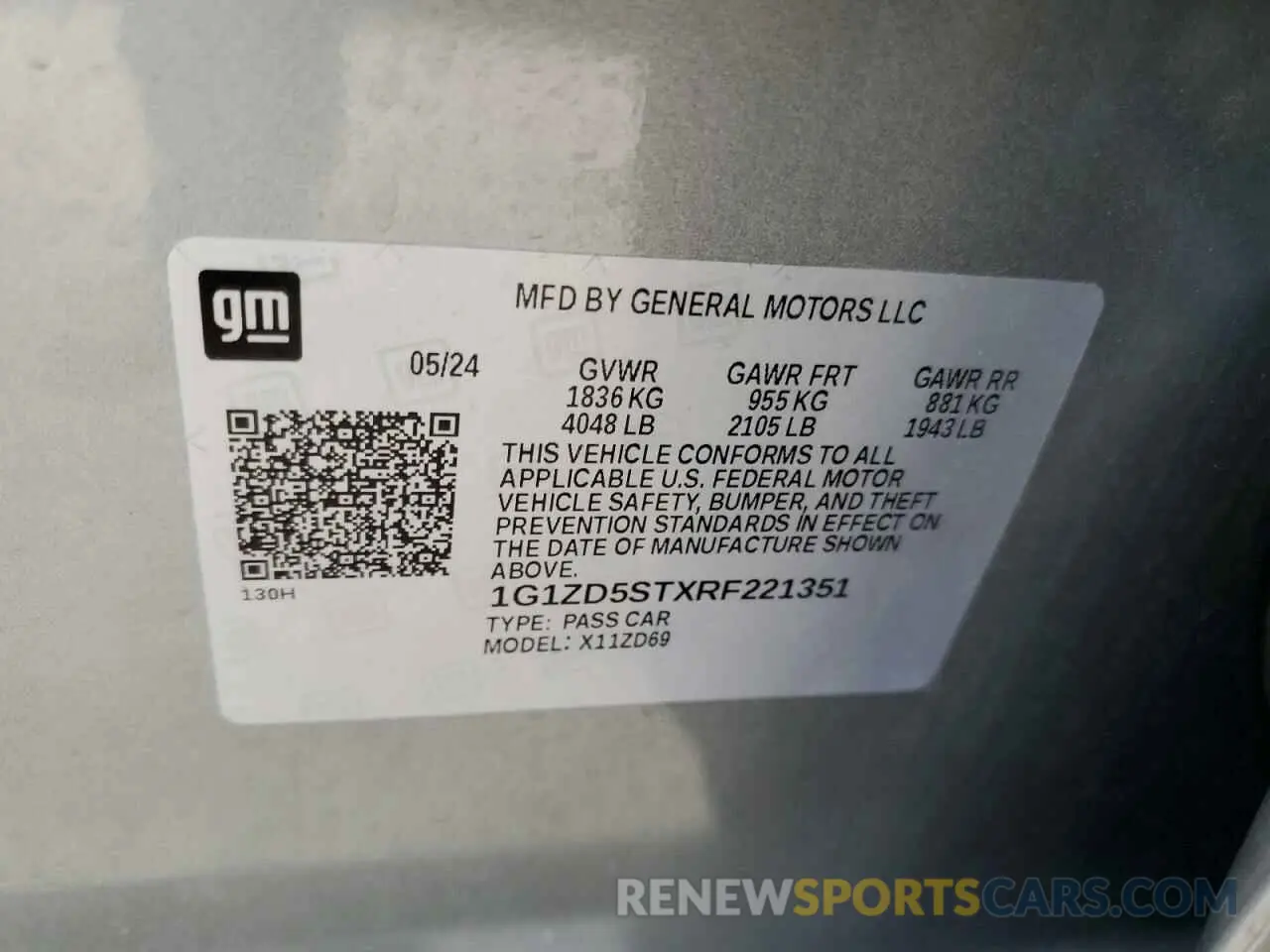 12 Photograph of a damaged car 1G1ZD5STXRF221351 CHEVROLET MALIBU 2024