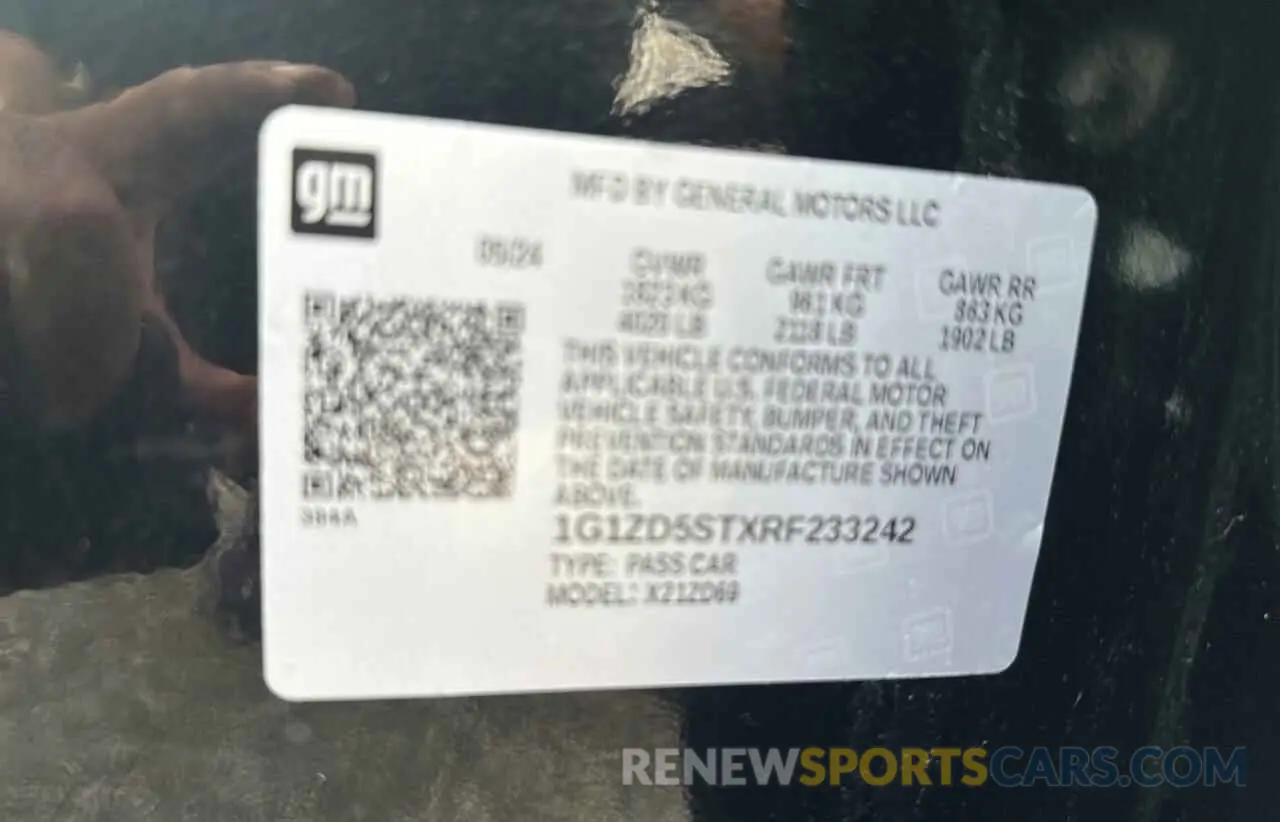 10 Photograph of a damaged car 1G1ZD5STXRF233242 CHEVROLET MALIBU 2024