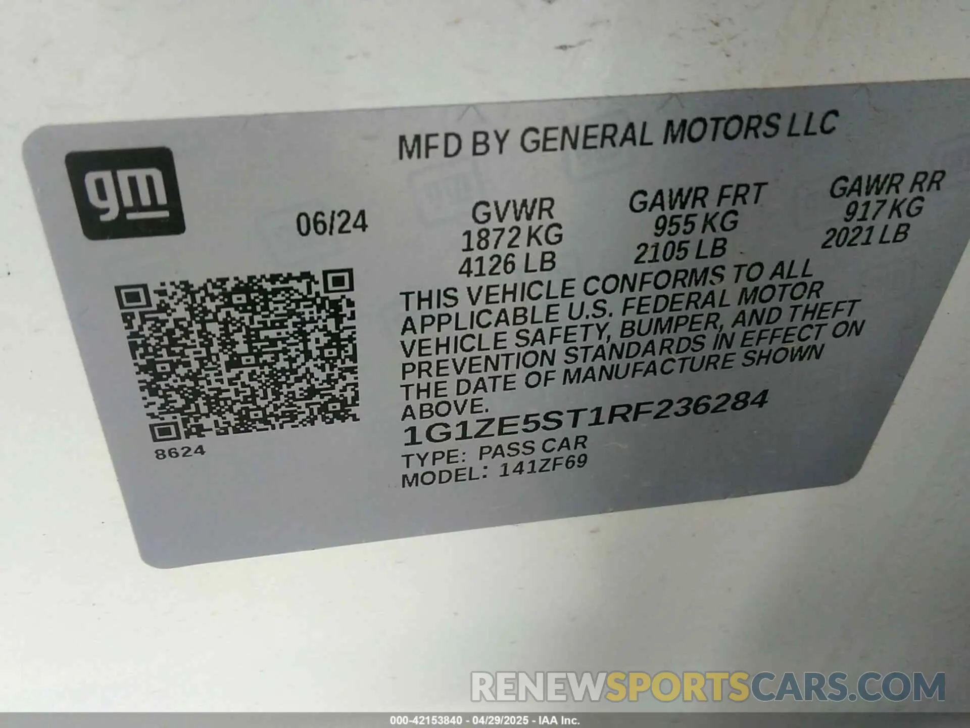 9 Photograph of a damaged car 1G1ZE5ST1RF236284 CHEVROLET MALIBU 2024