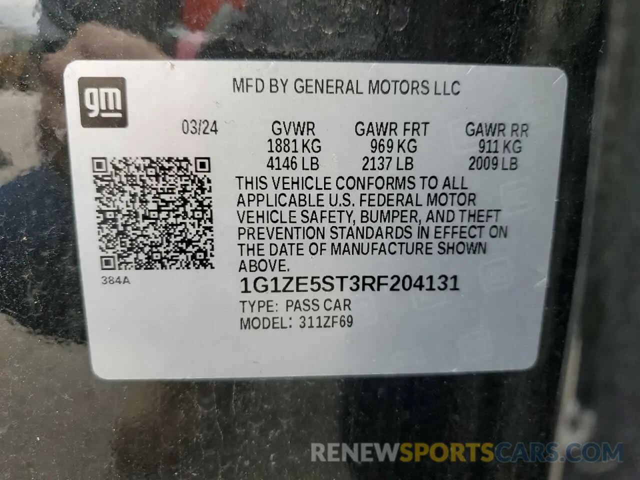 13 Photograph of a damaged car 1G1ZE5ST3RF204131 CHEVROLET MALIBU 2024