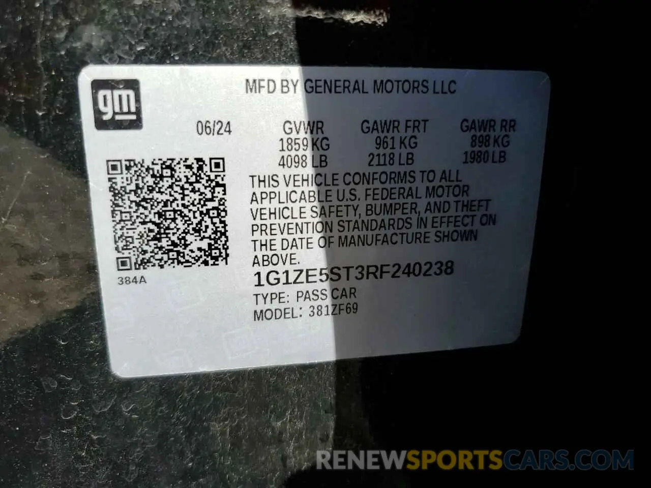 12 Photograph of a damaged car 1G1ZE5ST3RF240238 CHEVROLET MALIBU 2024