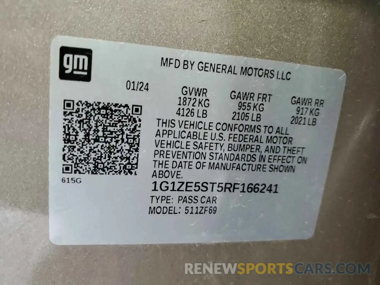12 Photograph of a damaged car 1G1ZE5ST5RF166241 CHEVROLET MALIBU 2024