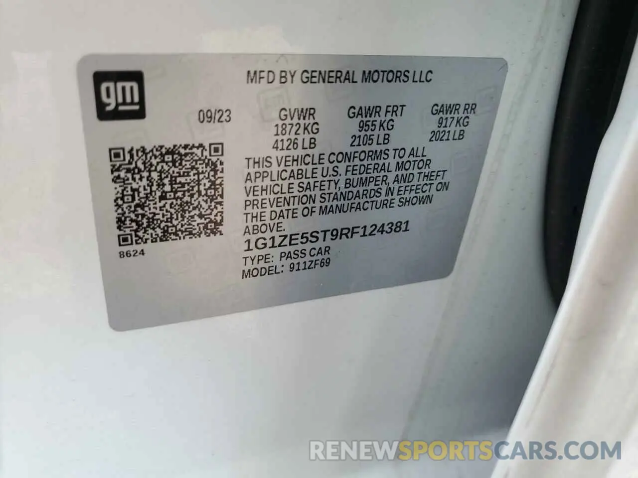 12 Photograph of a damaged car 1G1ZE5ST9RF124381 CHEVROLET MALIBU 2024