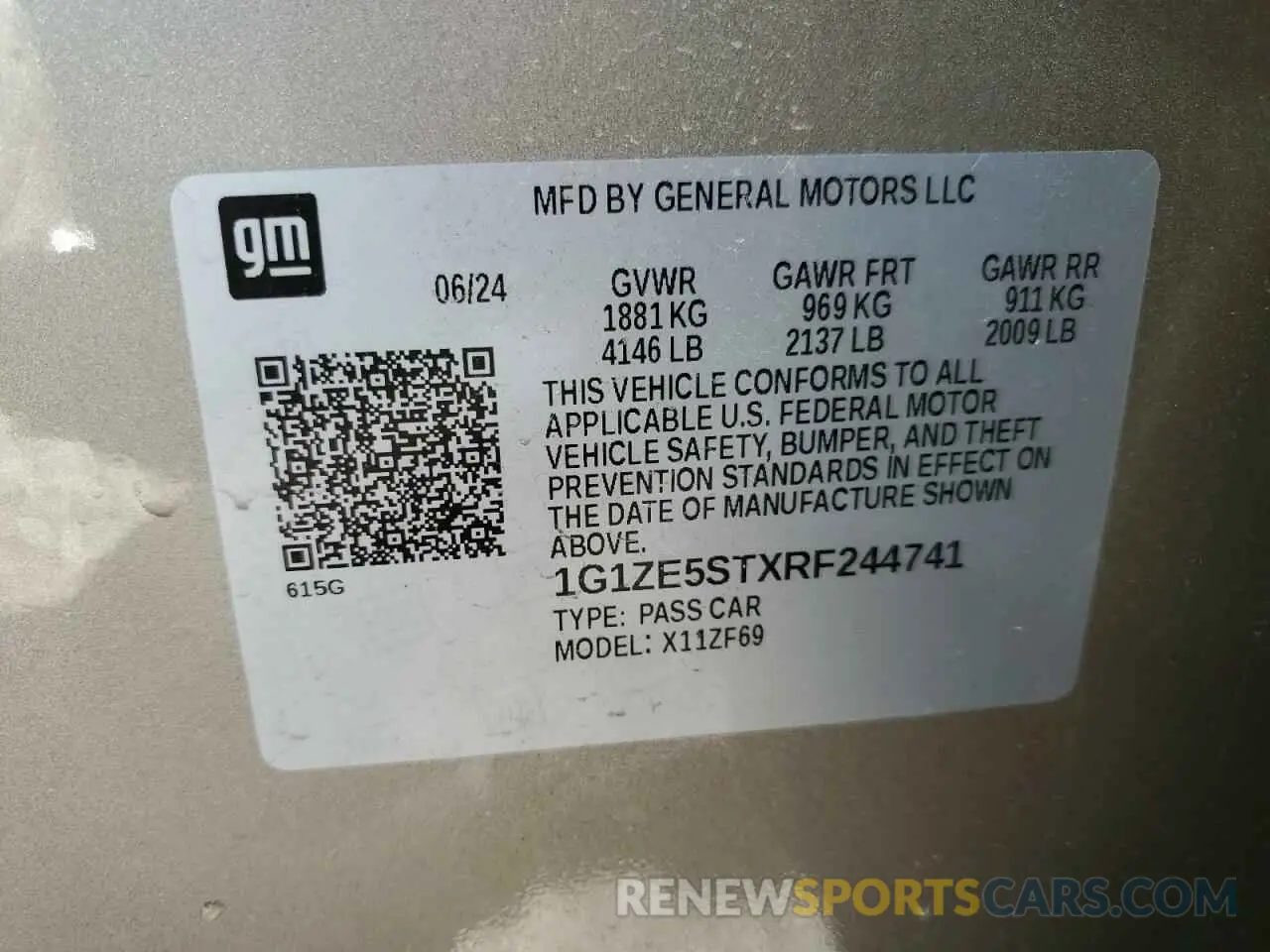 13 Photograph of a damaged car 1G1ZE5STXRF244741 CHEVROLET MALIBU 2024