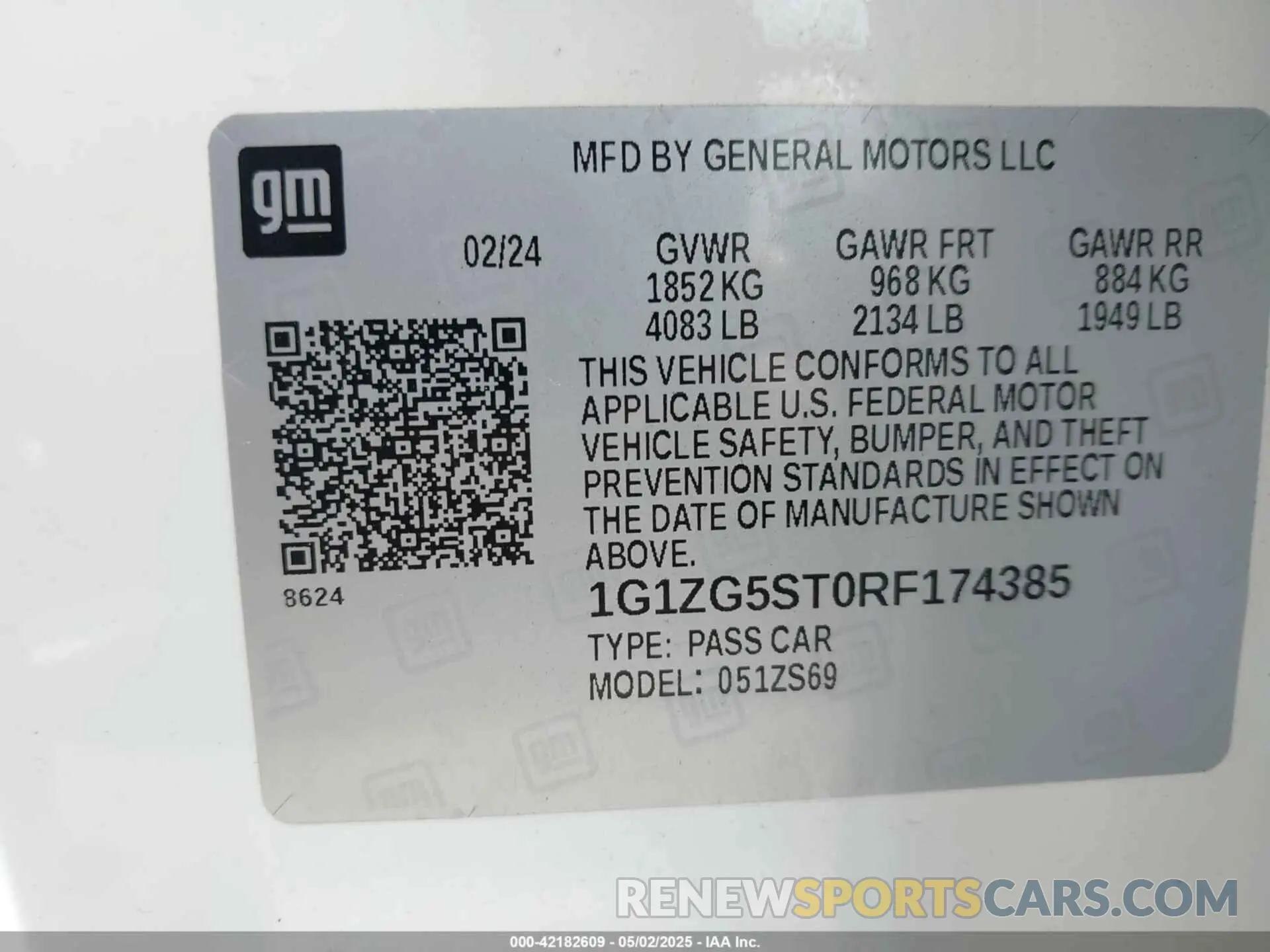9 Photograph of a damaged car 1G1ZG5ST0RF174385 CHEVROLET MALIBU 2024