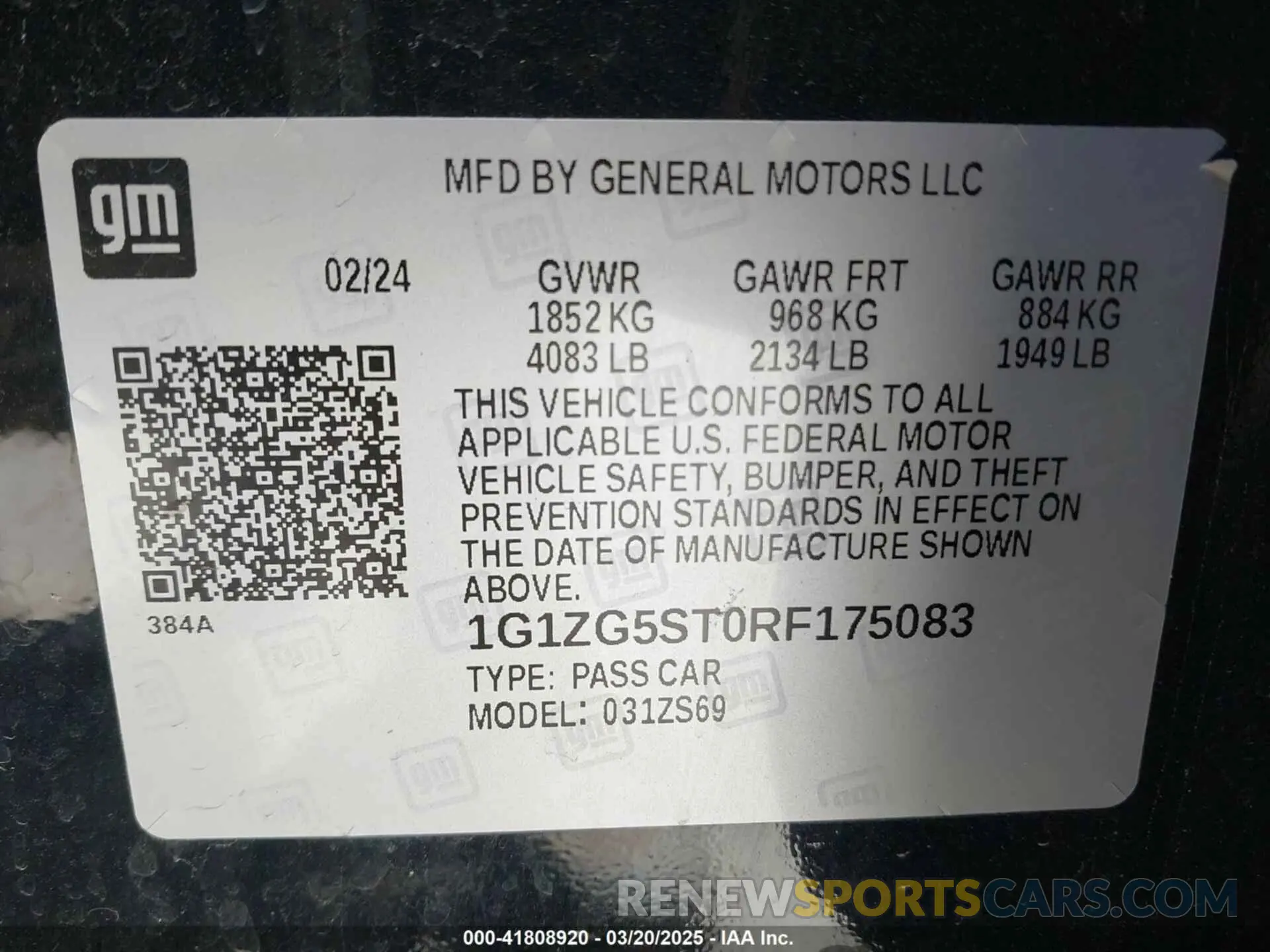 9 Photograph of a damaged car 1G1ZG5ST0RF175083 CHEVROLET MALIBU 2024