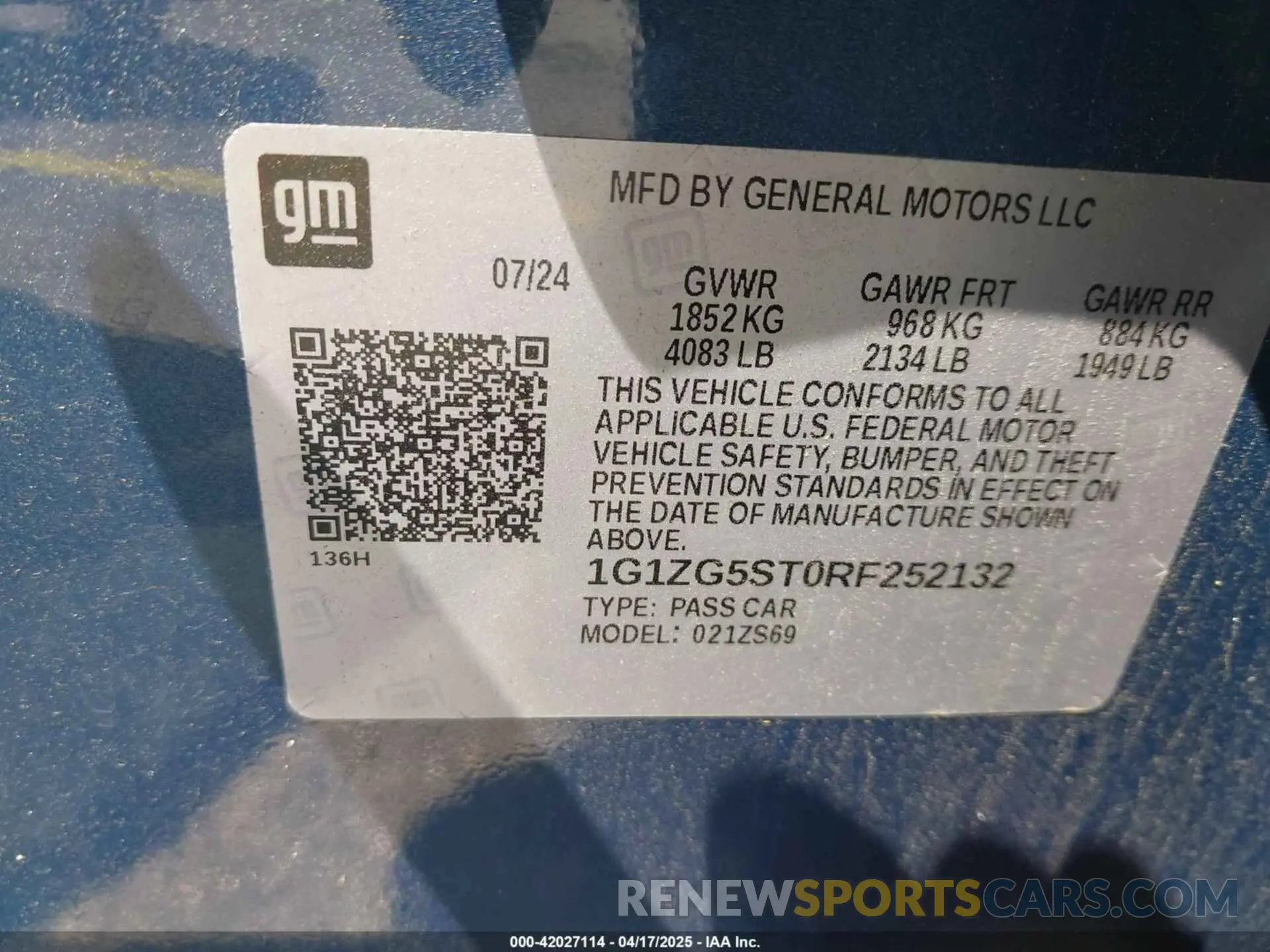 9 Photograph of a damaged car 1G1ZG5ST0RF252132 CHEVROLET MALIBU 2024