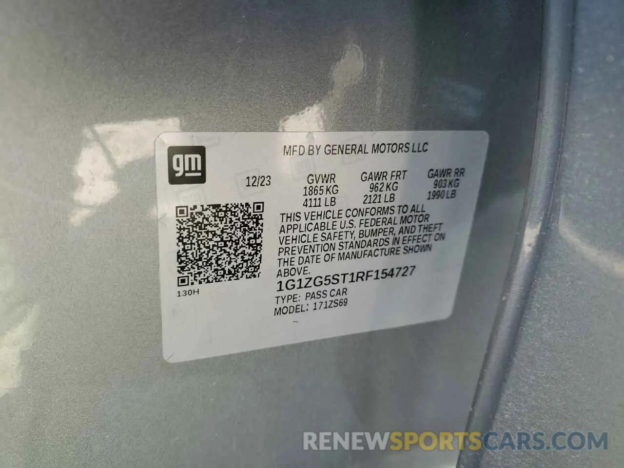 13 Photograph of a damaged car 1G1ZG5ST1RF154727 CHEVROLET MALIBU 2024