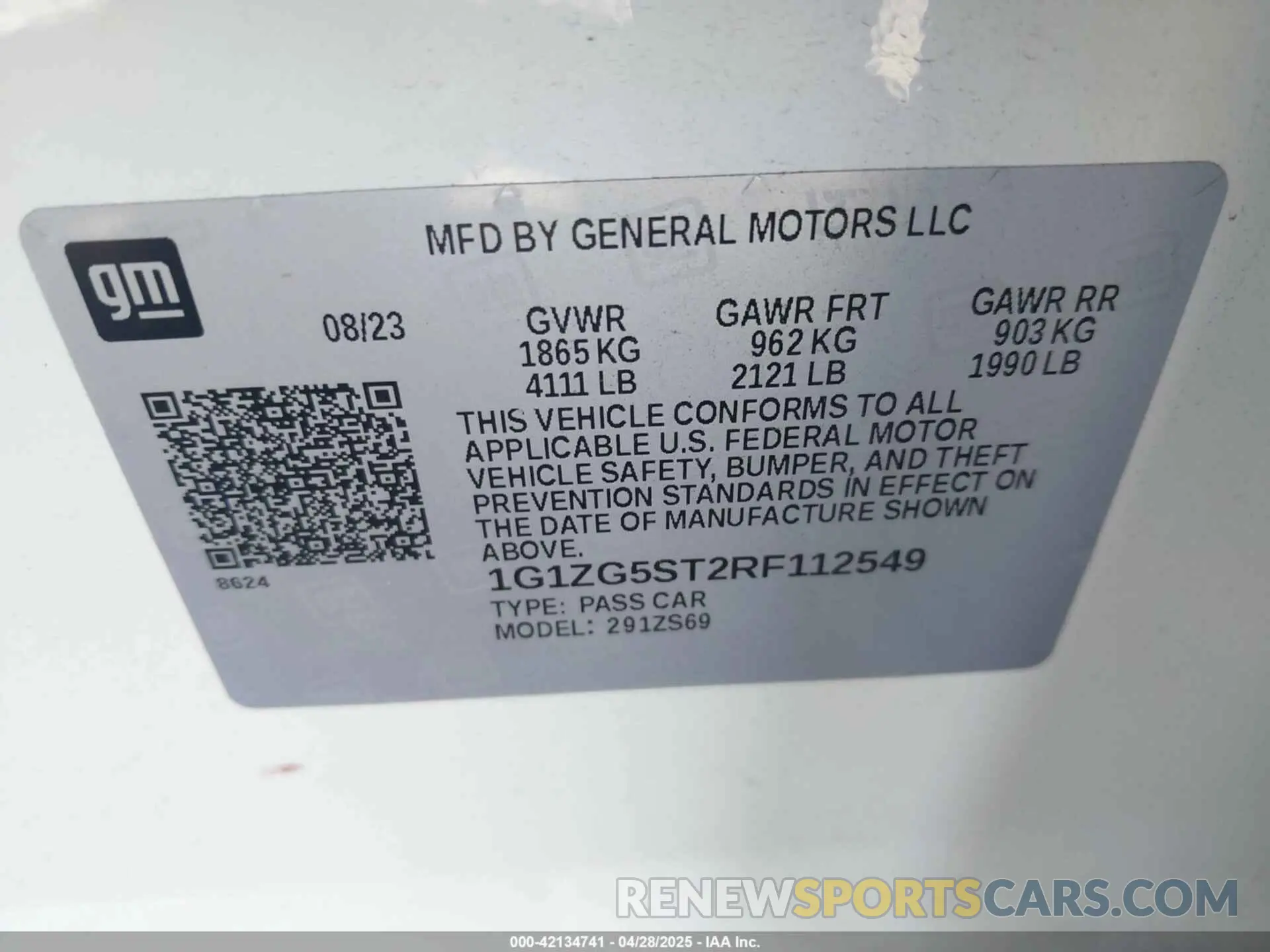 9 Photograph of a damaged car 1G1ZG5ST2RF112549 CHEVROLET MALIBU 2024