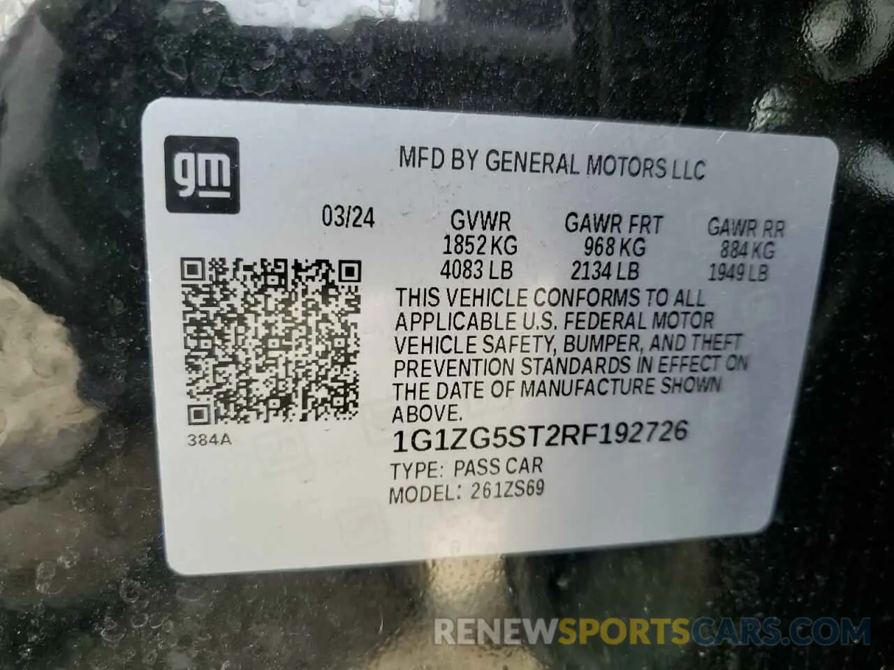 14 Photograph of a damaged car 1G1ZG5ST2RF192726 CHEVROLET MALIBU 2024