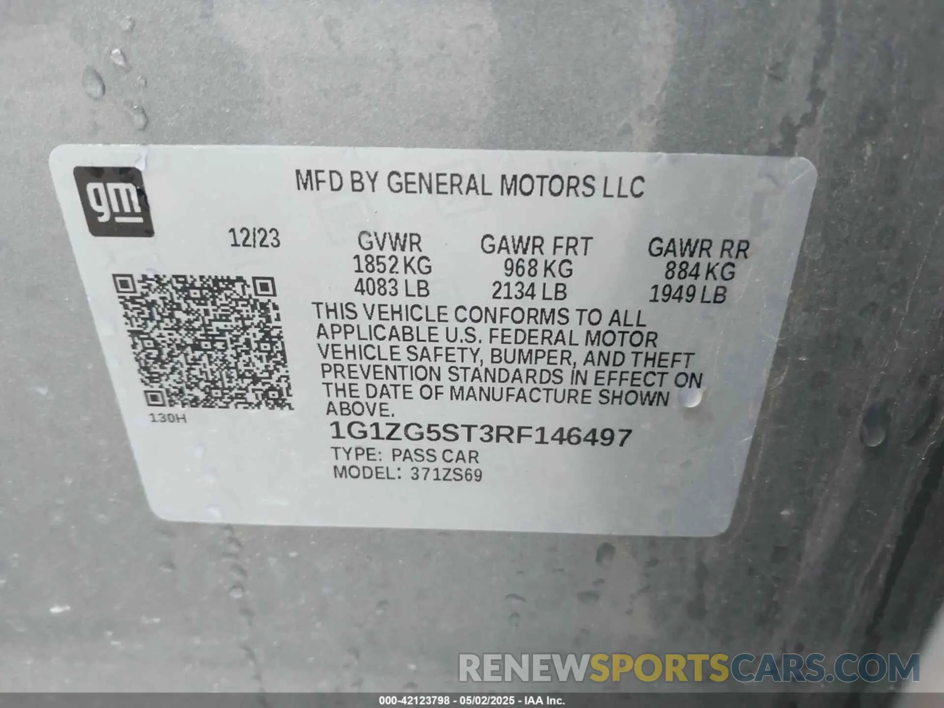 9 Photograph of a damaged car 1G1ZG5ST3RF146497 CHEVROLET MALIBU 2024