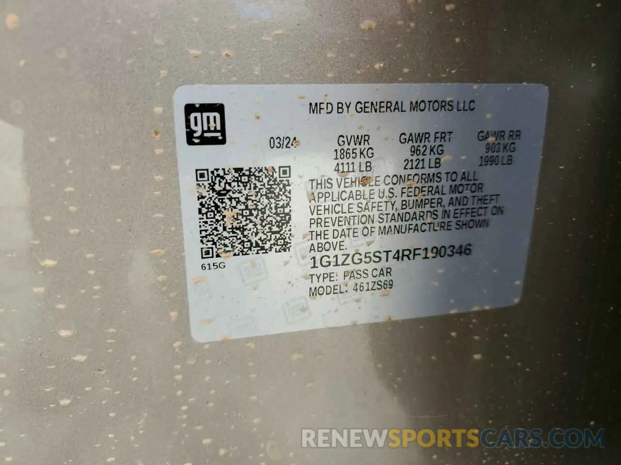 13 Photograph of a damaged car 1G1ZG5ST4RF190346 CHEVROLET MALIBU 2024