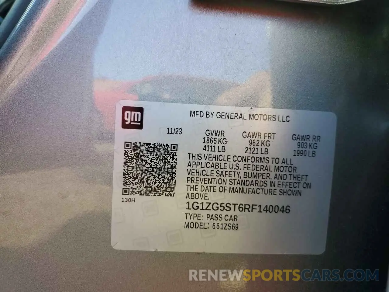 14 Photograph of a damaged car 1G1ZG5ST6RF140046 CHEVROLET MALIBU 2024