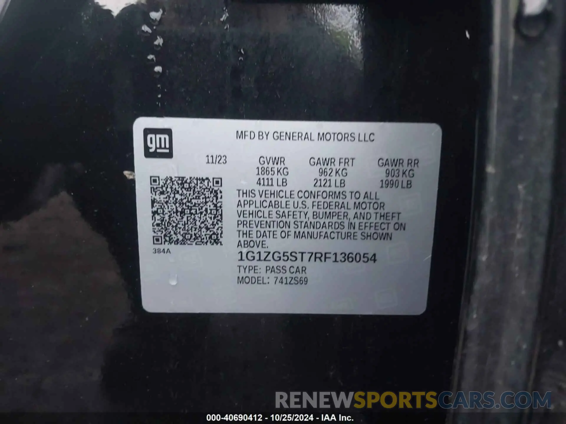 9 Photograph of a damaged car 1G1ZG5ST7RF136054 CHEVROLET MALIBU 2024