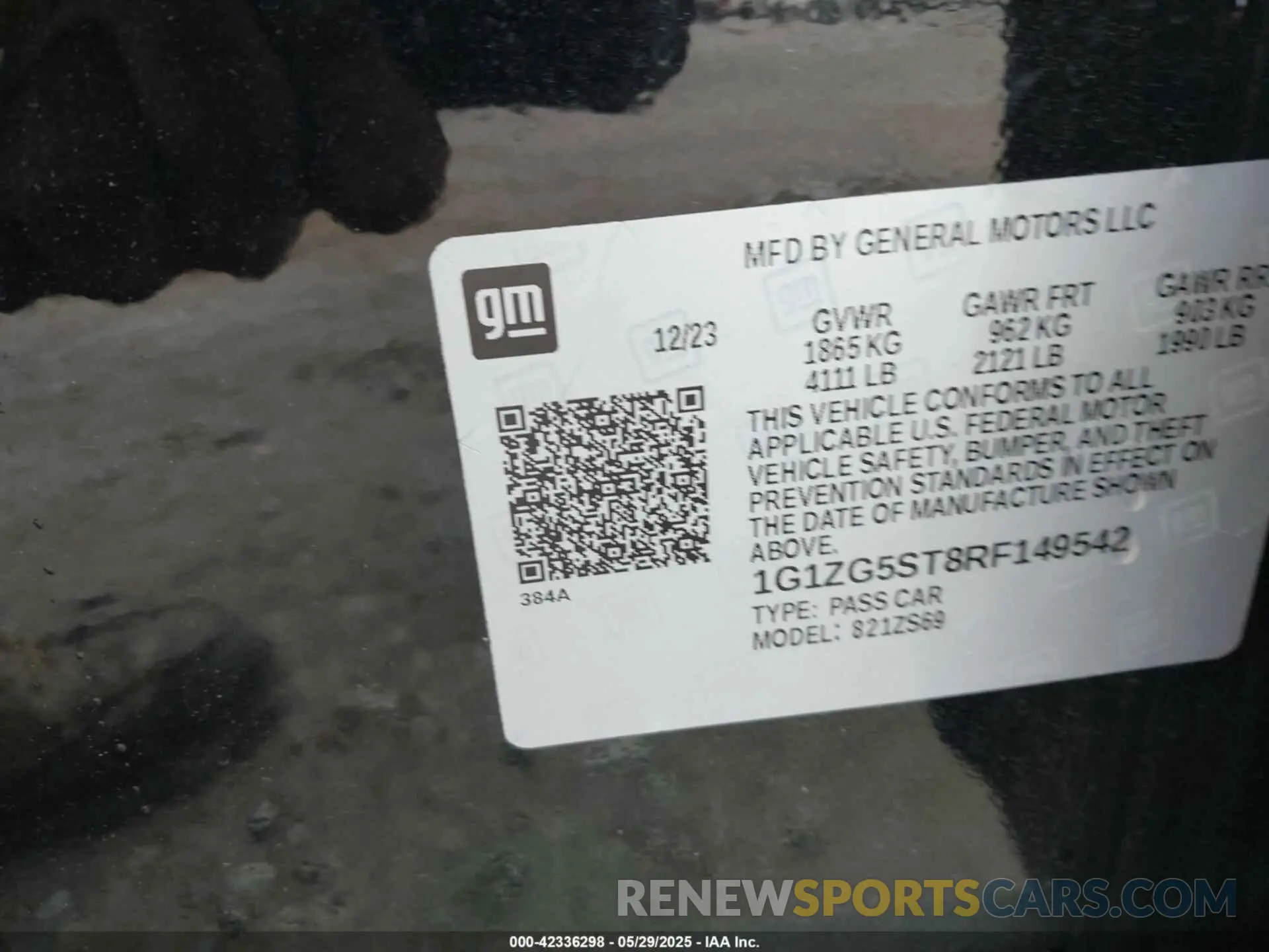 9 Photograph of a damaged car 1G1ZG5ST8RF149542 CHEVROLET MALIBU 2024