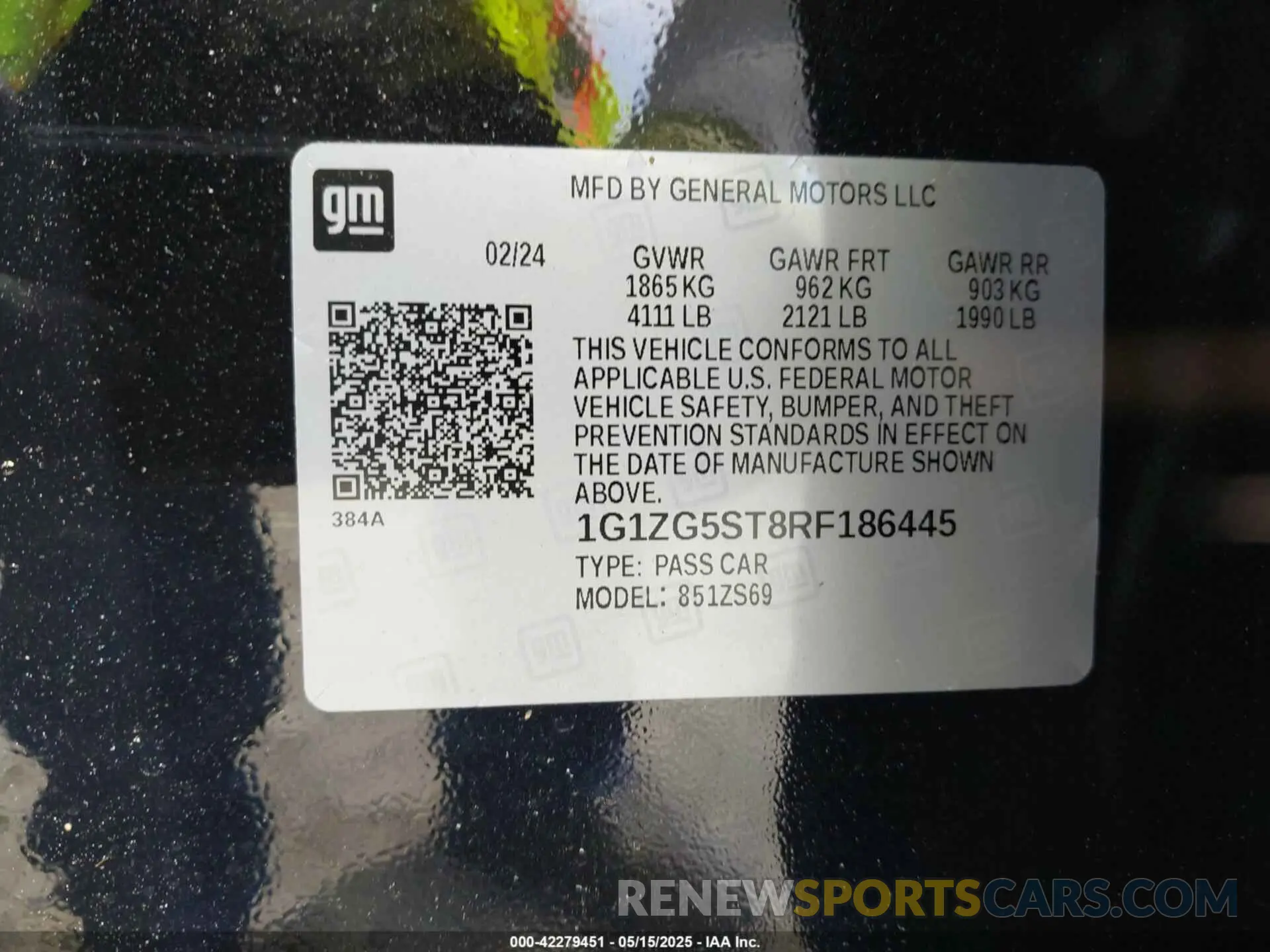 9 Photograph of a damaged car 1G1ZG5ST8RF186445 CHEVROLET MALIBU 2024