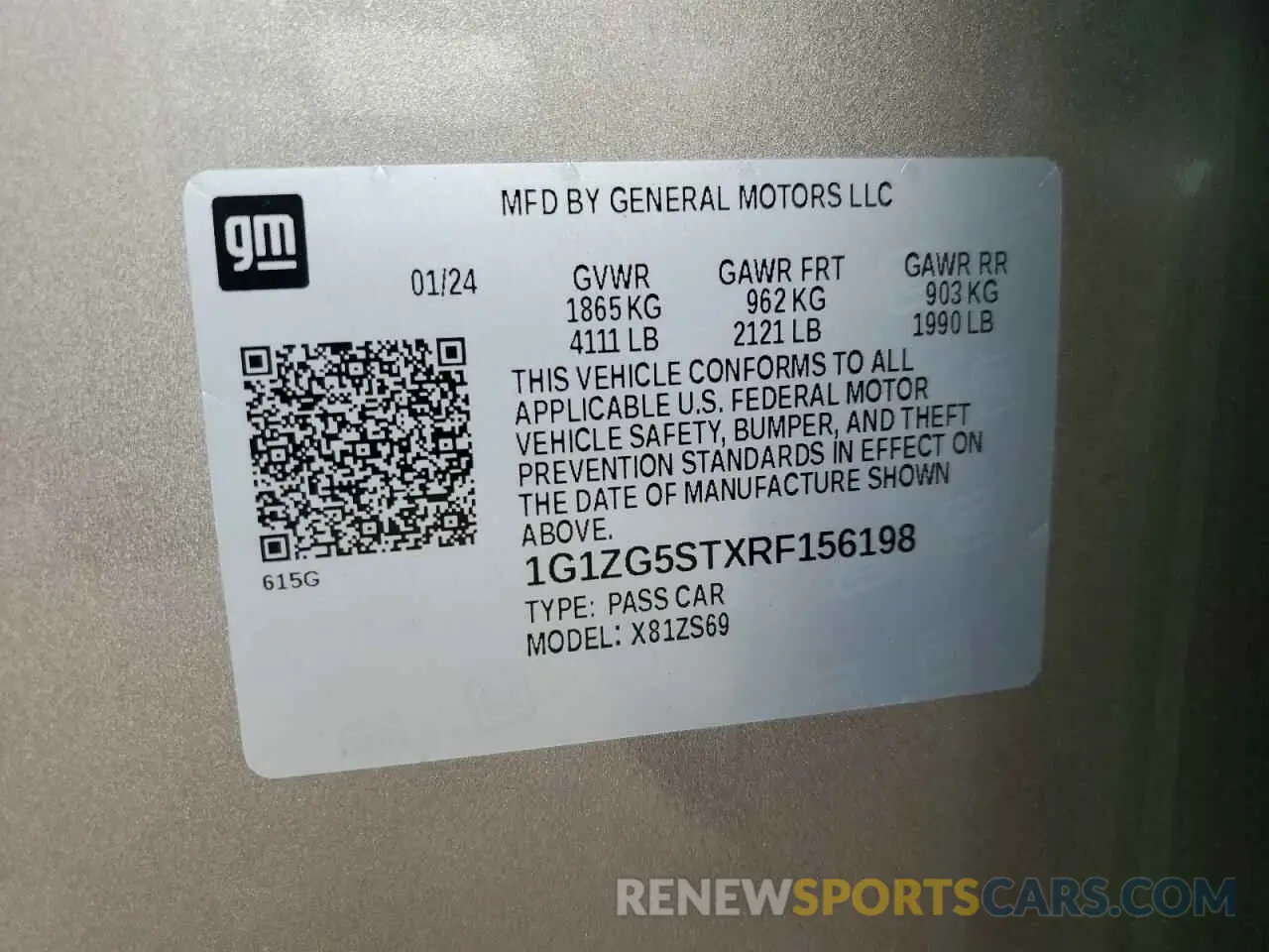 12 Photograph of a damaged car 1G1ZG5STXRF156198 CHEVROLET MALIBU 2024