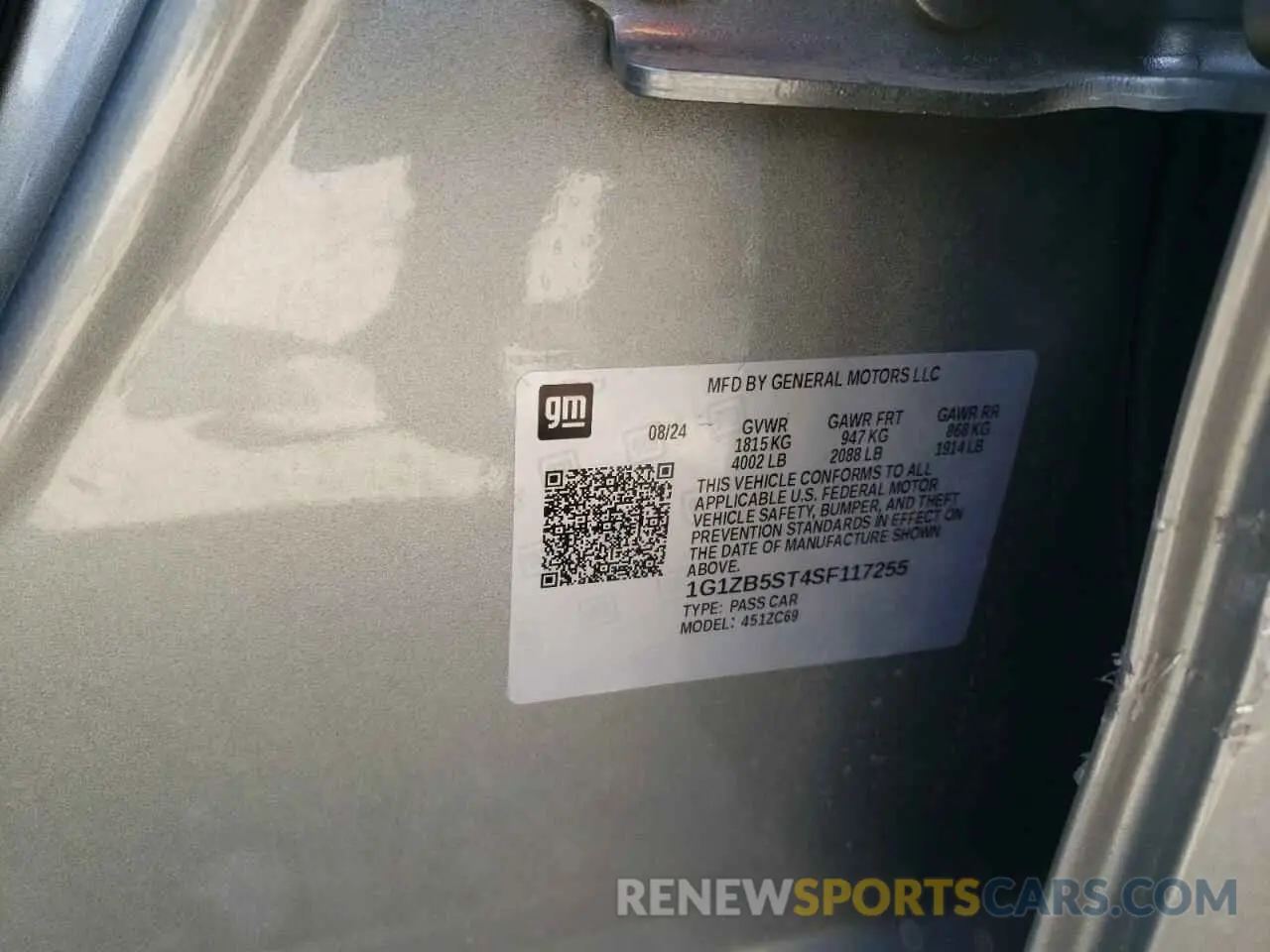15 Photograph of a damaged car 1G1ZB5ST4SF117255 CHEVROLET MALIBU 2025