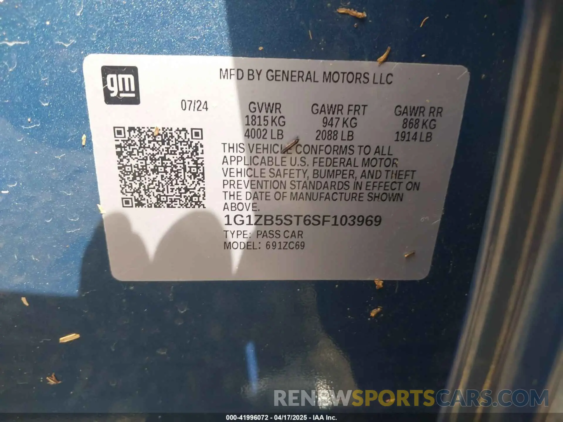 9 Photograph of a damaged car 1G1ZB5ST6SF103969 CHEVROLET MALIBU 2025