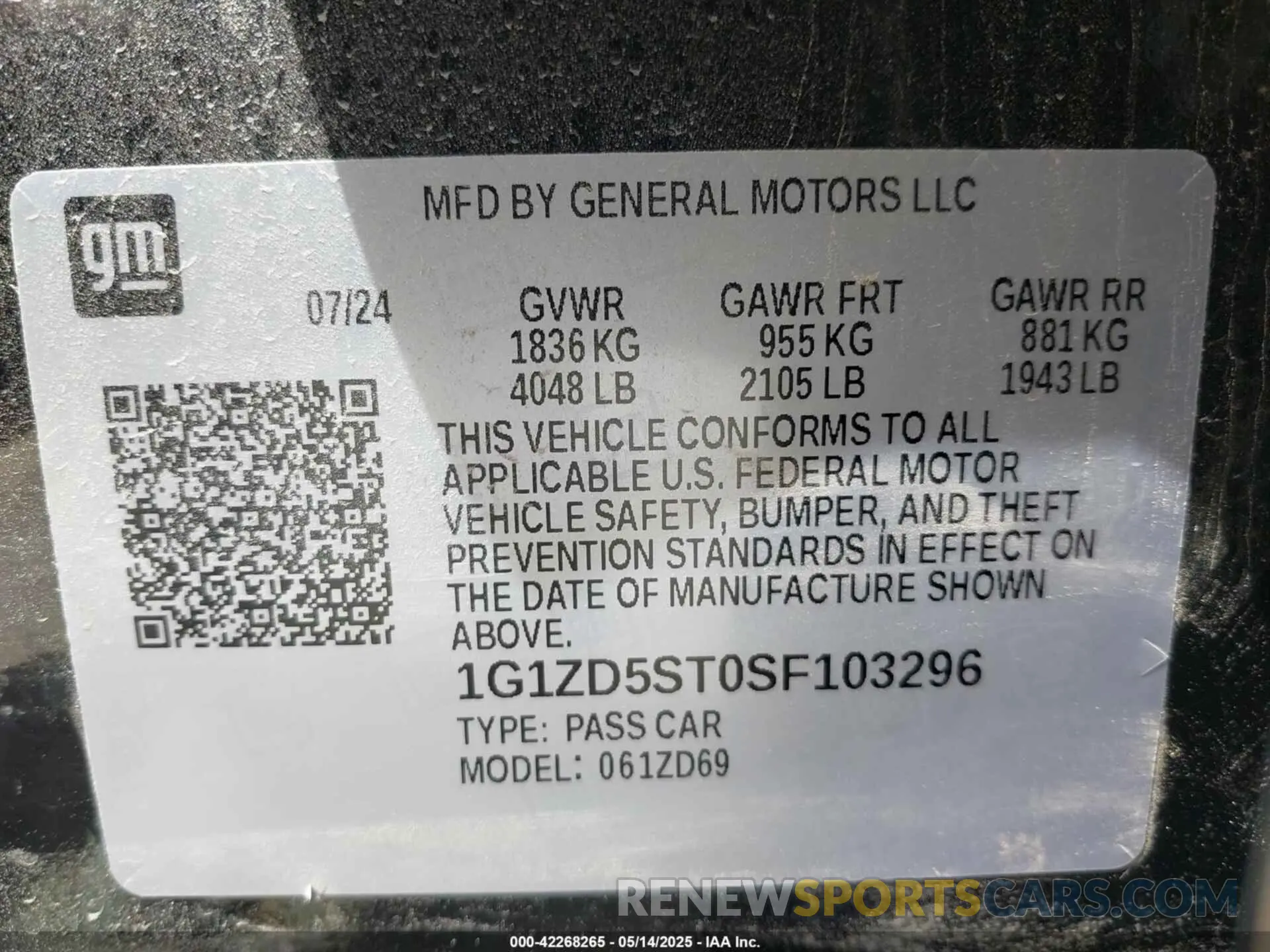 9 Photograph of a damaged car 1G1ZD5ST0SF103296 CHEVROLET MALIBU 2025